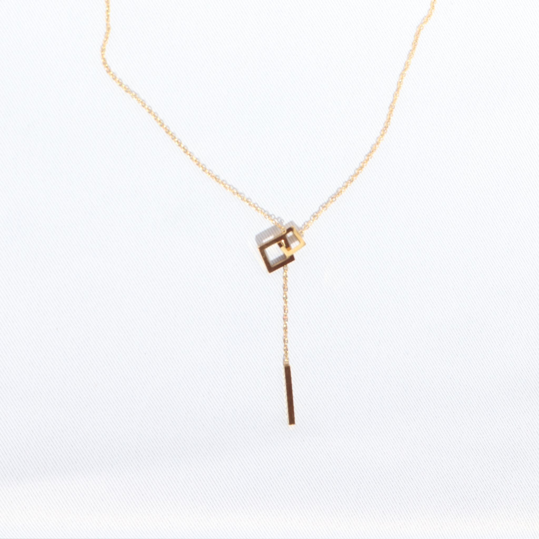 Golden Link Drop Necklace, 18K Gold Plated Steel