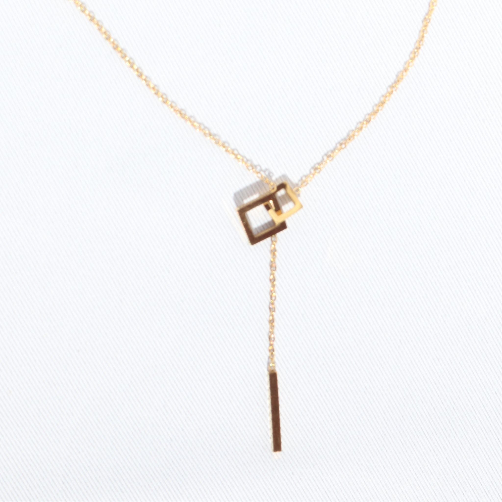 Golden Link Drop Necklace, 18K Gold Plated Steel
