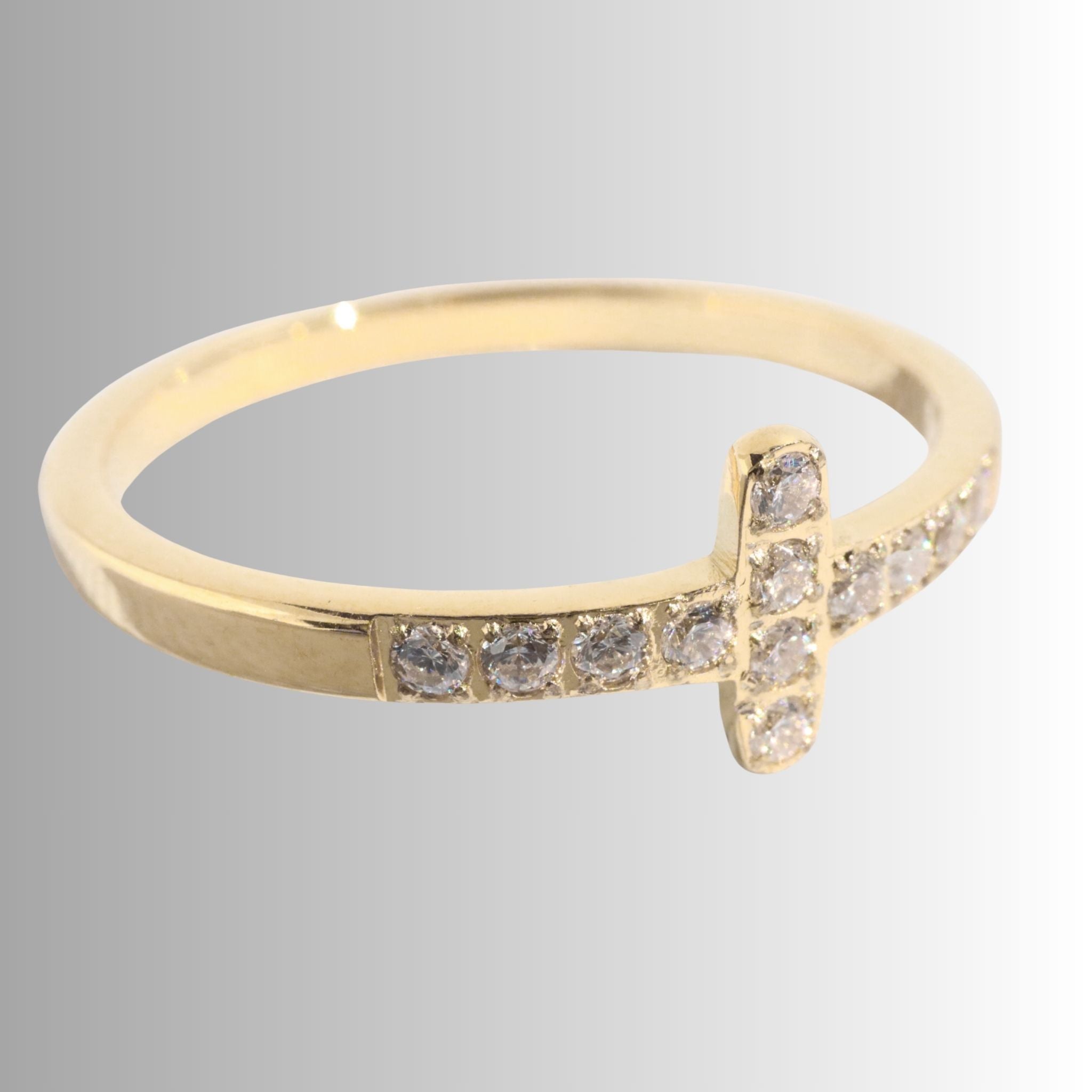 Crystal Crosses Ring, 18K Gold Plated Steel