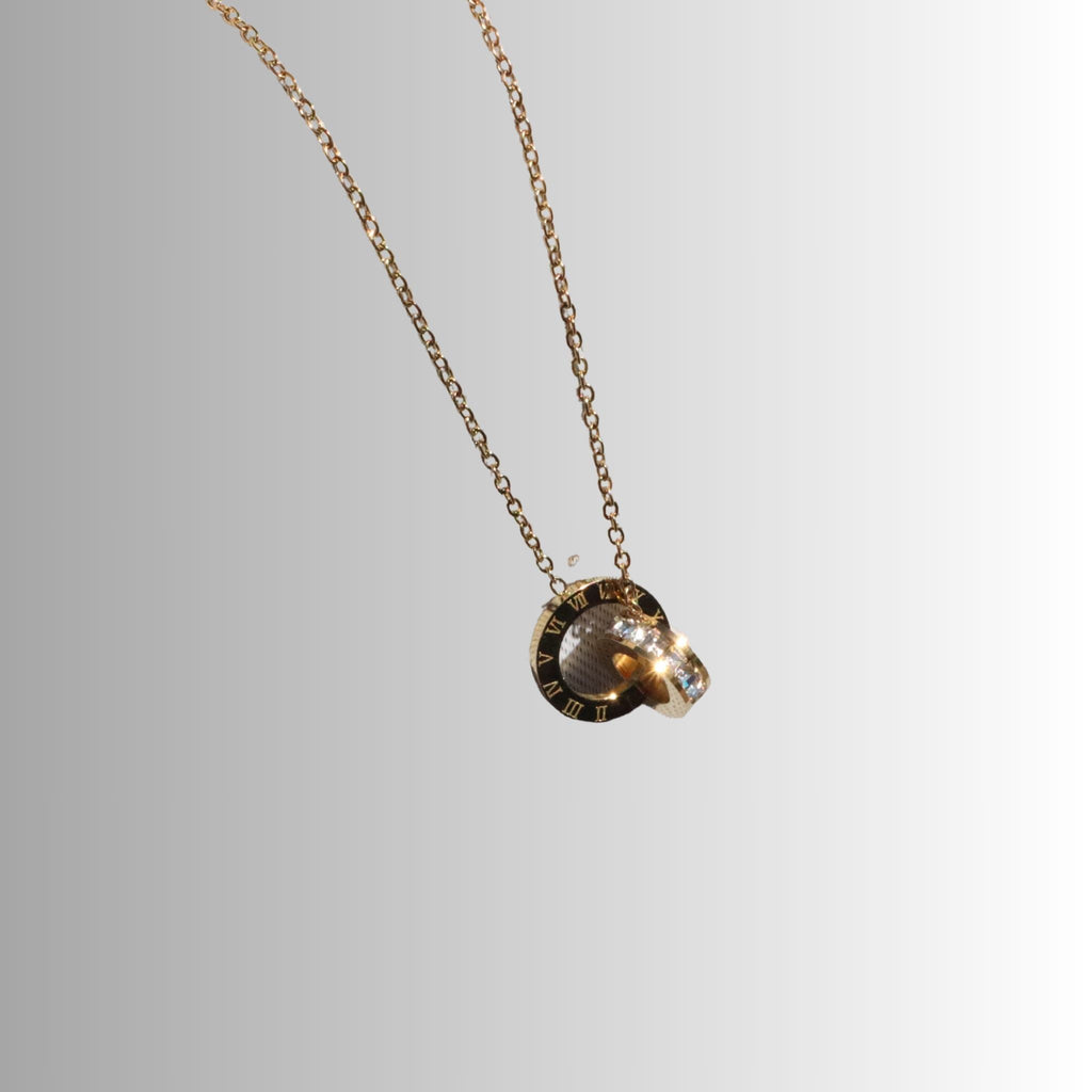 Eternity Roman Necklace, 18K Gold Plated Steel – Waterproof Gold Jewelry – Aella Jewelry Co.