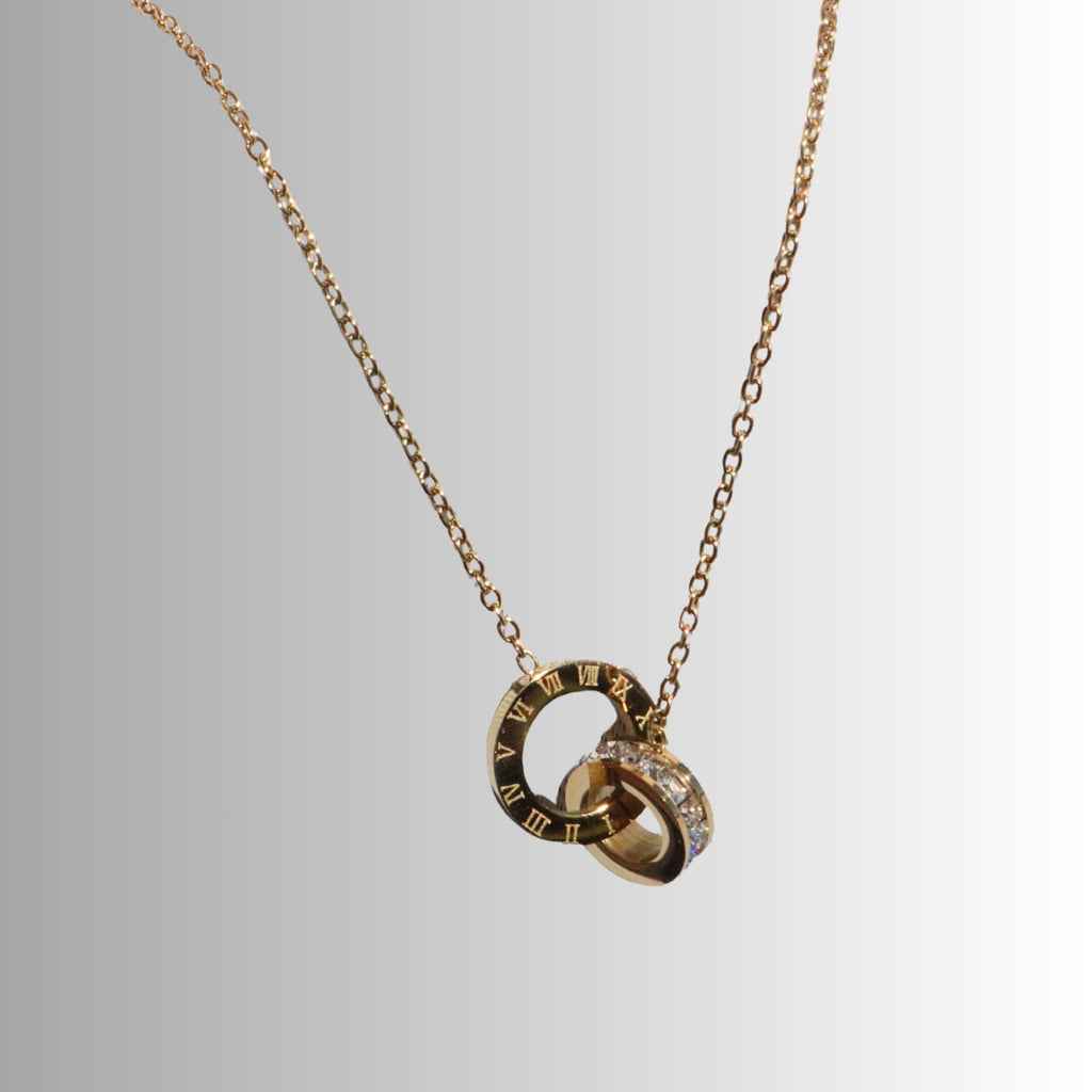 Eternity Roman Necklace, 18K Gold Plated Steel – Waterproof Gold Jewelry – Aella Jewelry Co.