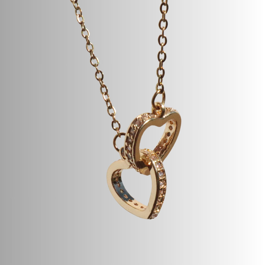 Interlocking Hearts Necklace, 18K Gold Plated Steel – Waterproof Gold Jewelry – Aella Jewelry Co.
