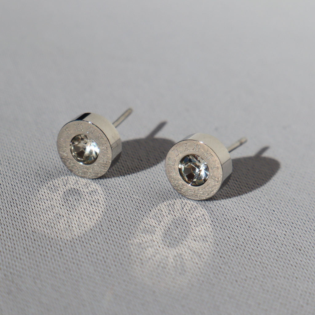 Roman Numeral Stainless Stud Earrings, Stainless Steel – Waterproof Gold Jewelry – Aella Jewelry Co.