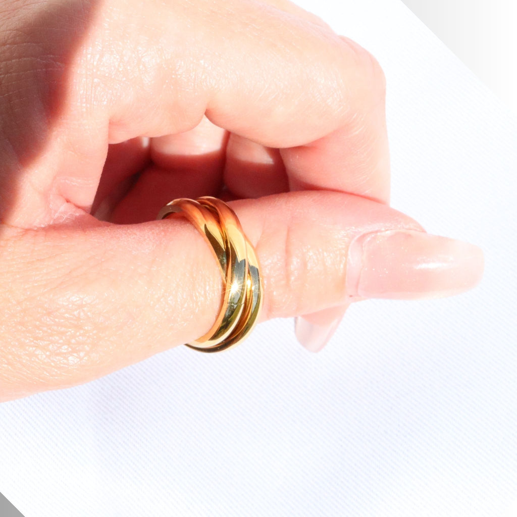 Eternity Stacked Ring, 18K Gold Plated Steel – Waterproof Gold Jewelry – Aella Jewelry Co.