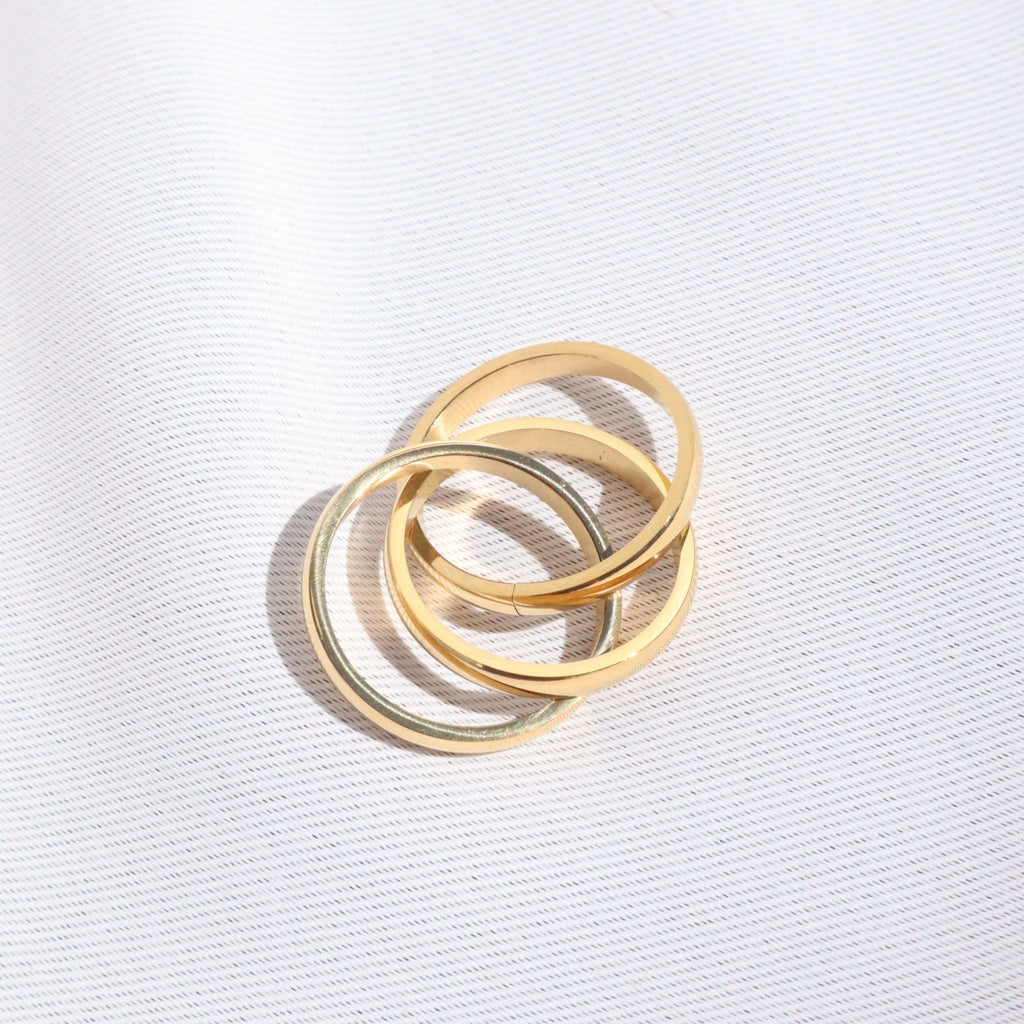 Eternity Stacked Ring, 18K Gold Plated Steel – Waterproof Gold Jewelry – Aella Jewelry Co.