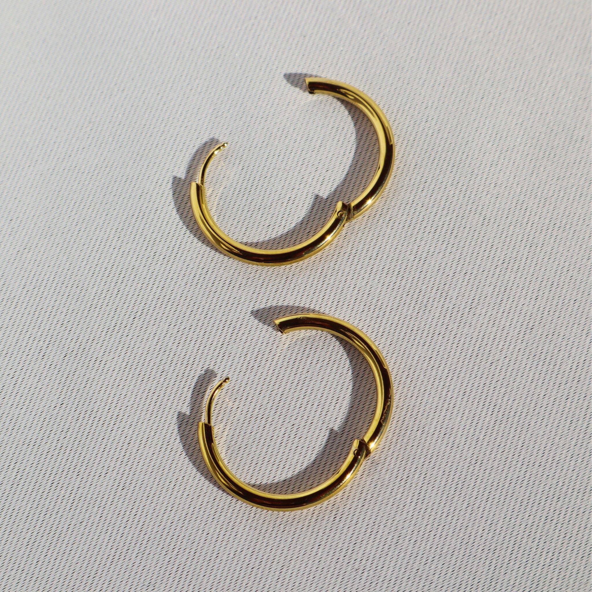 Sleek Everyday Gold Hoop Earrings, 18K Gold Plated Steel