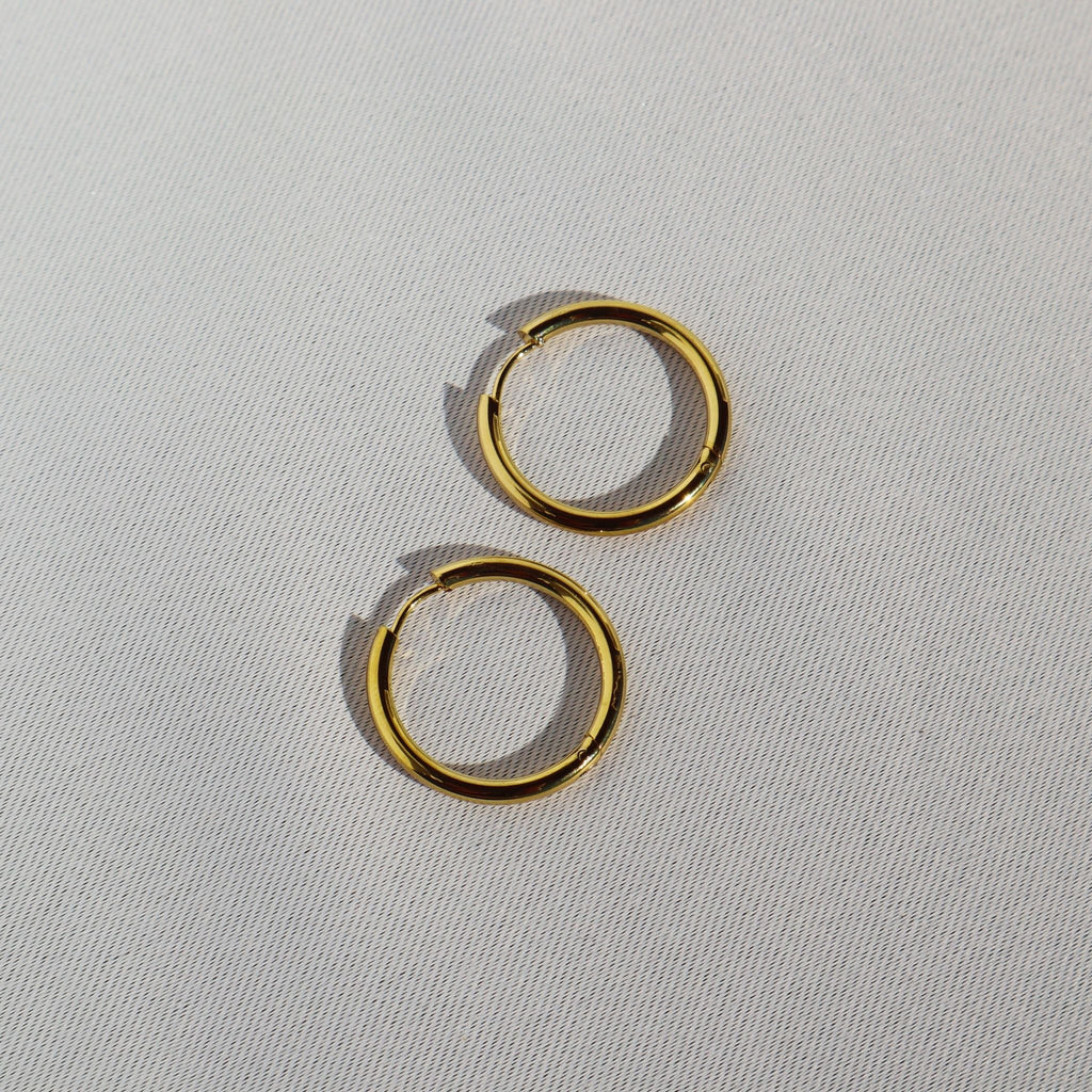 Sleek Everyday Gold Hoop Earrings, 18K Gold Plated Steel