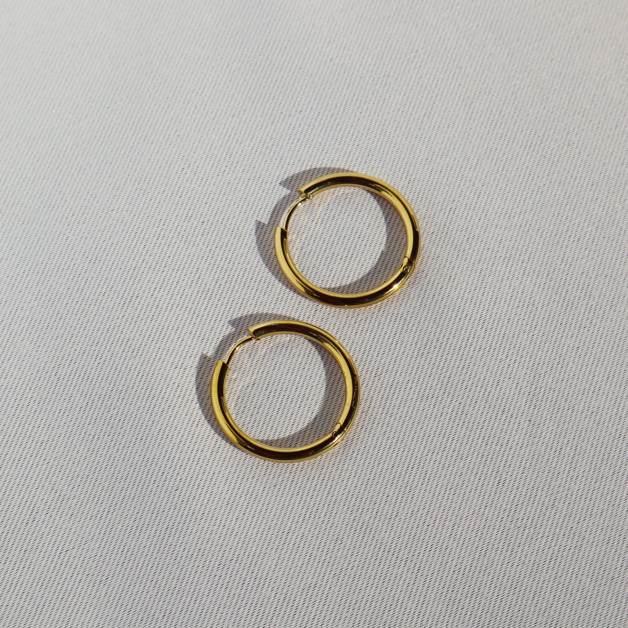 Sleek Everyday Gold Hoop Earrings, 18K Gold Plated Steel