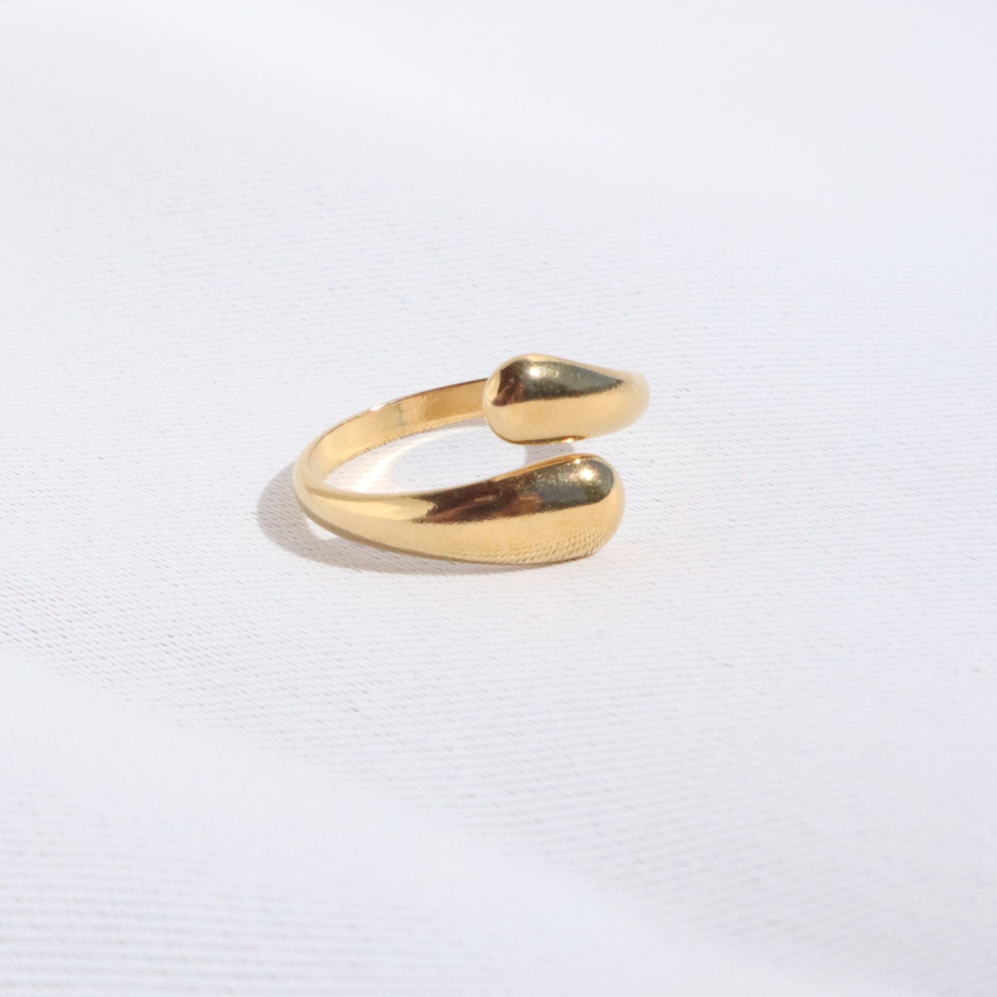 Wave Gold Ring, 18K Gold Plated Steel
