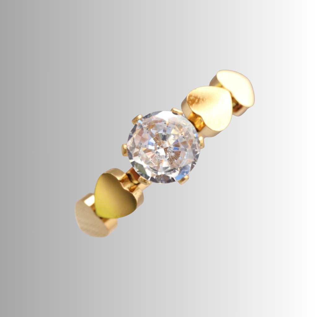 Brilliant Cut CZ Hearts Ring, 18K Gold PVD