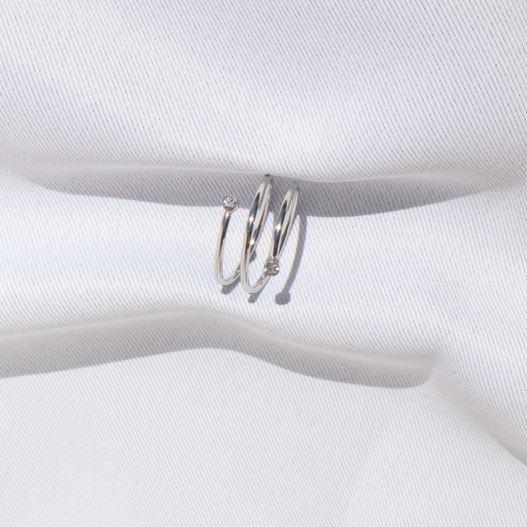 Twisted Gem Ring, Stainless Steel