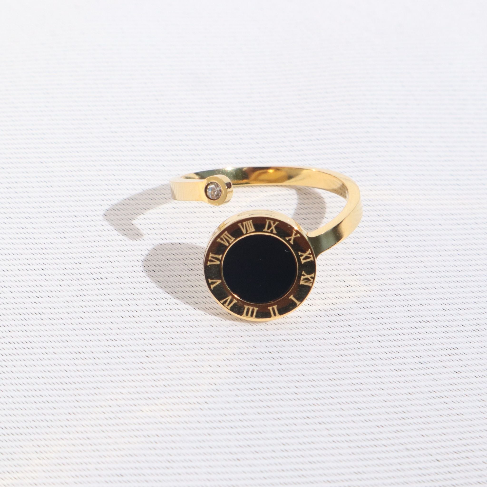 Blackstone Numerals Ring, 18K Gold Plated Steel