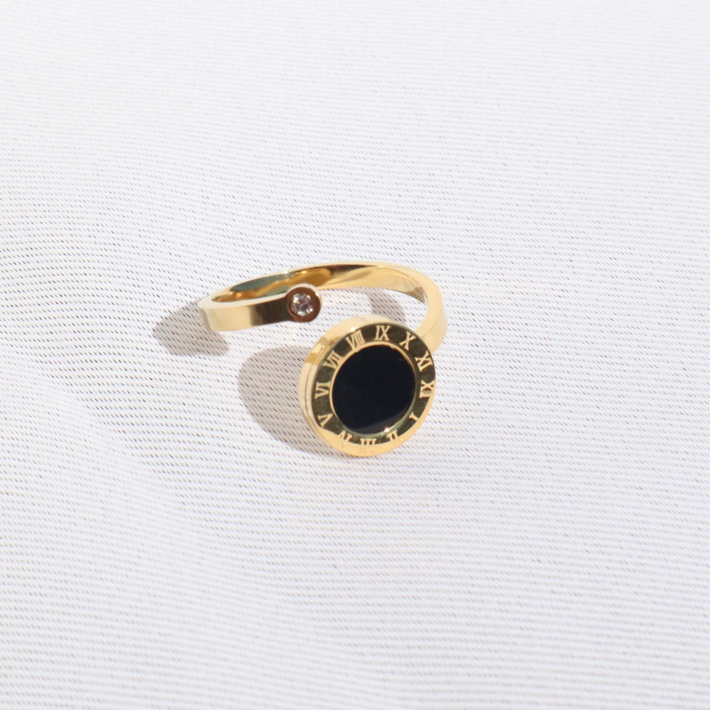 Blackstone Numerals Ring, 18K Gold Plated Steel – Waterproof Gold Jewelry – Aella Jewelry Co.