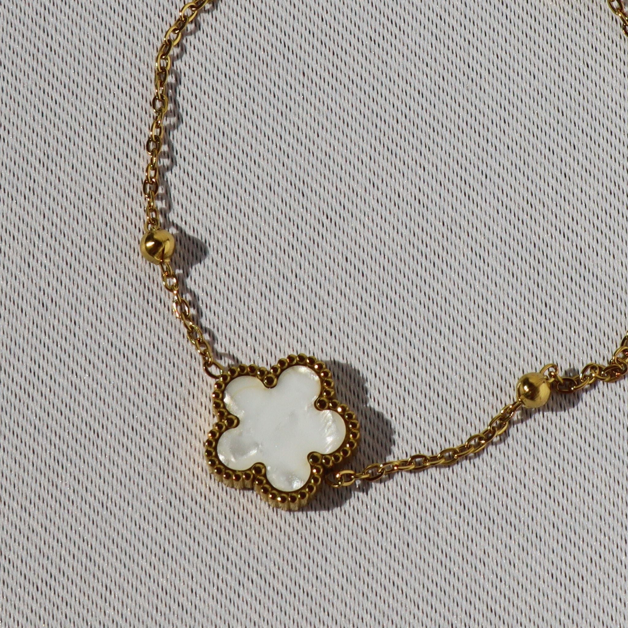Pearl Blossom Bracelet, 18K Gold Plated Steel (petite fit - runs small) – Waterproof Gold Jewelry – Aella Jewelry Co.