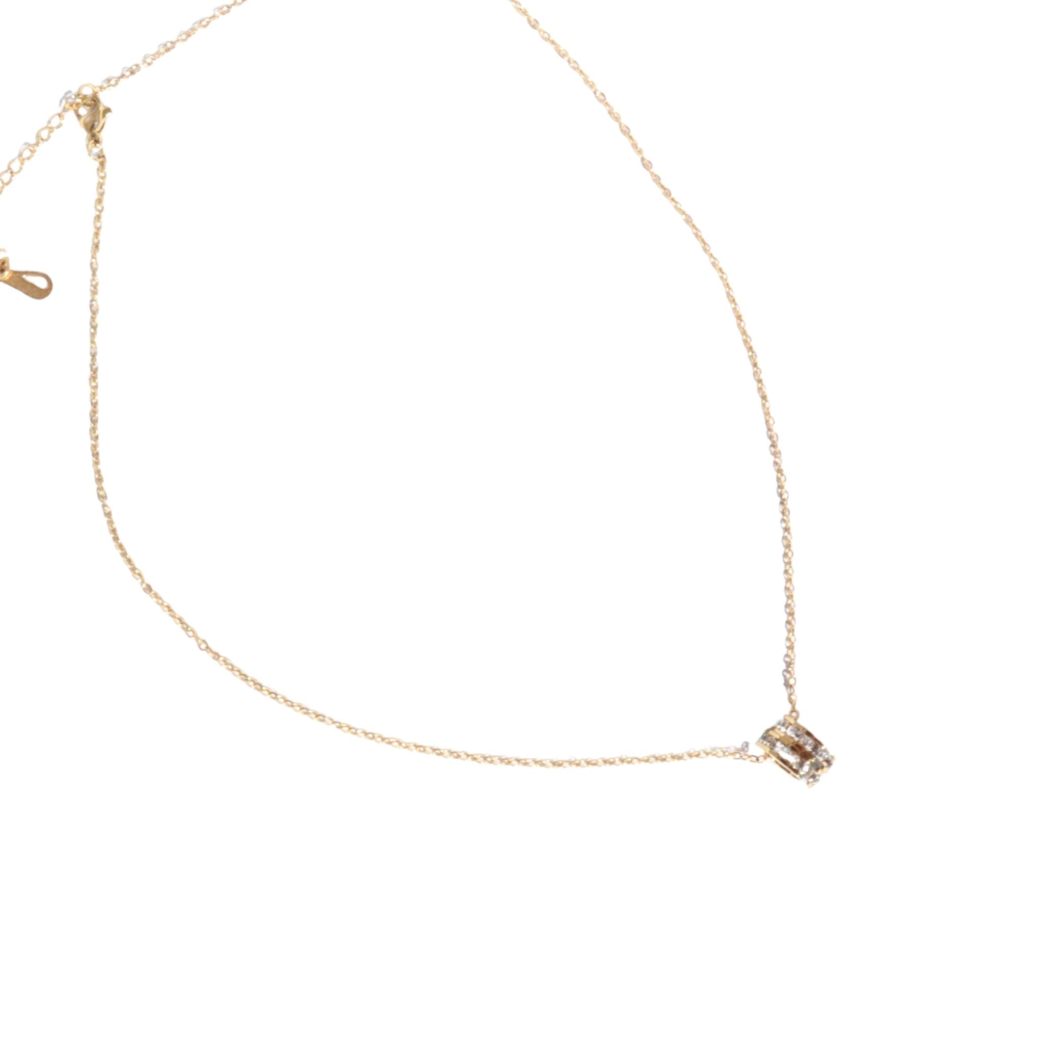 Waterproof Twin Halo Gold Necklace – 18K Gold Plated Stainless Steel, Non Tarnish Dainty Pendant