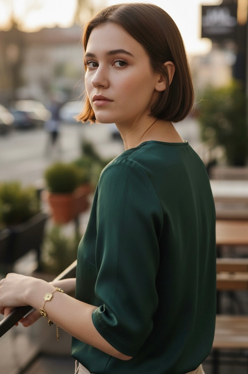 Golden Daisy Bracelet, 18K Gold Plated Steel