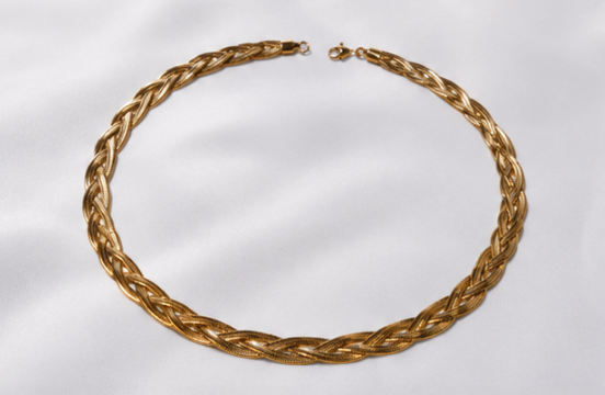 Woven Herringbone Necklace – Waterproof 18K Gold PVD