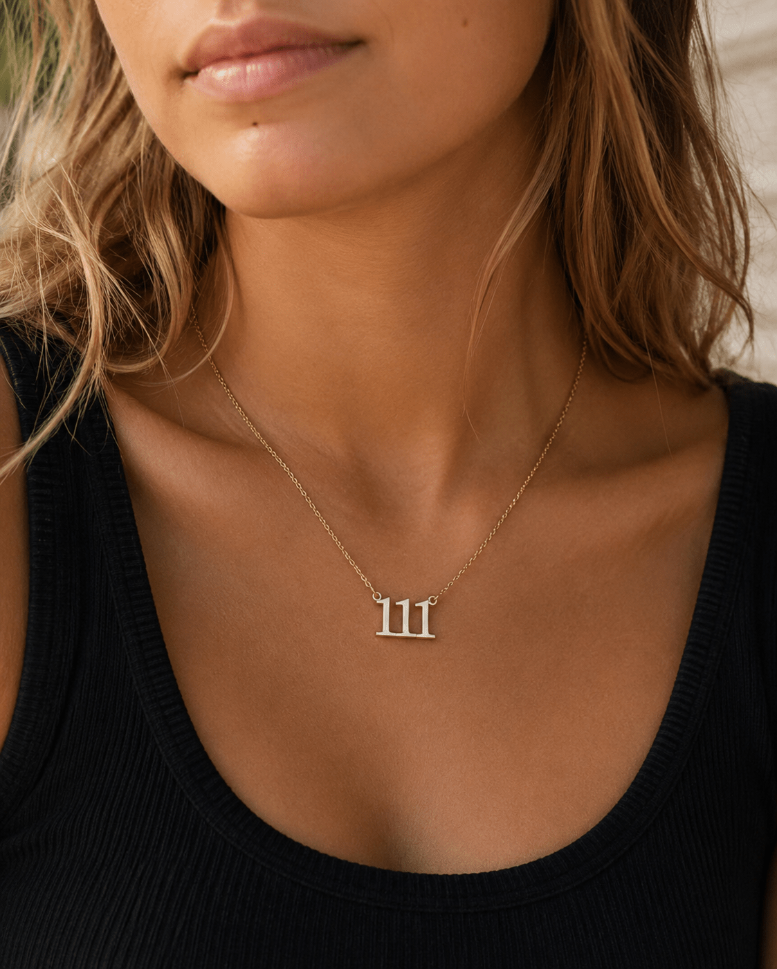 111 Angel Number Necklace – 18K PVD Gold Waterproof Stainless Steel – Waterproof Gold Jewelry – Aella Jewelry Co.
