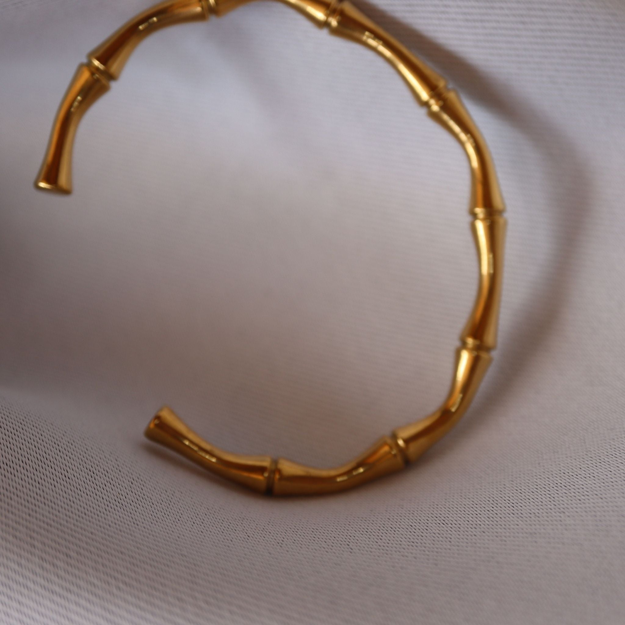 Bamboo Link Cuff Bracelet – 18K Gold Plated Stainless Steel
