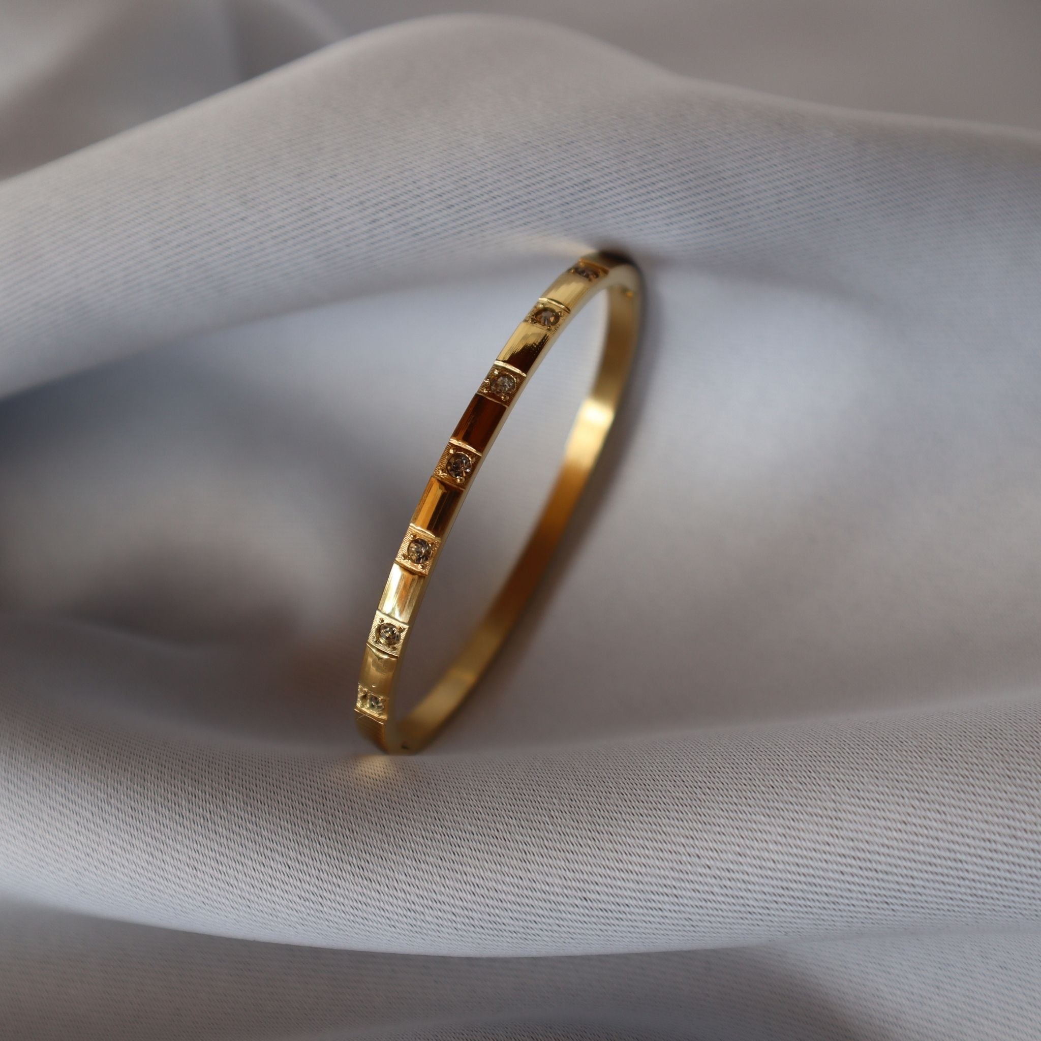 Celeste CZ Bangle Bracelet – 18K Gold Plated Stainless Steel