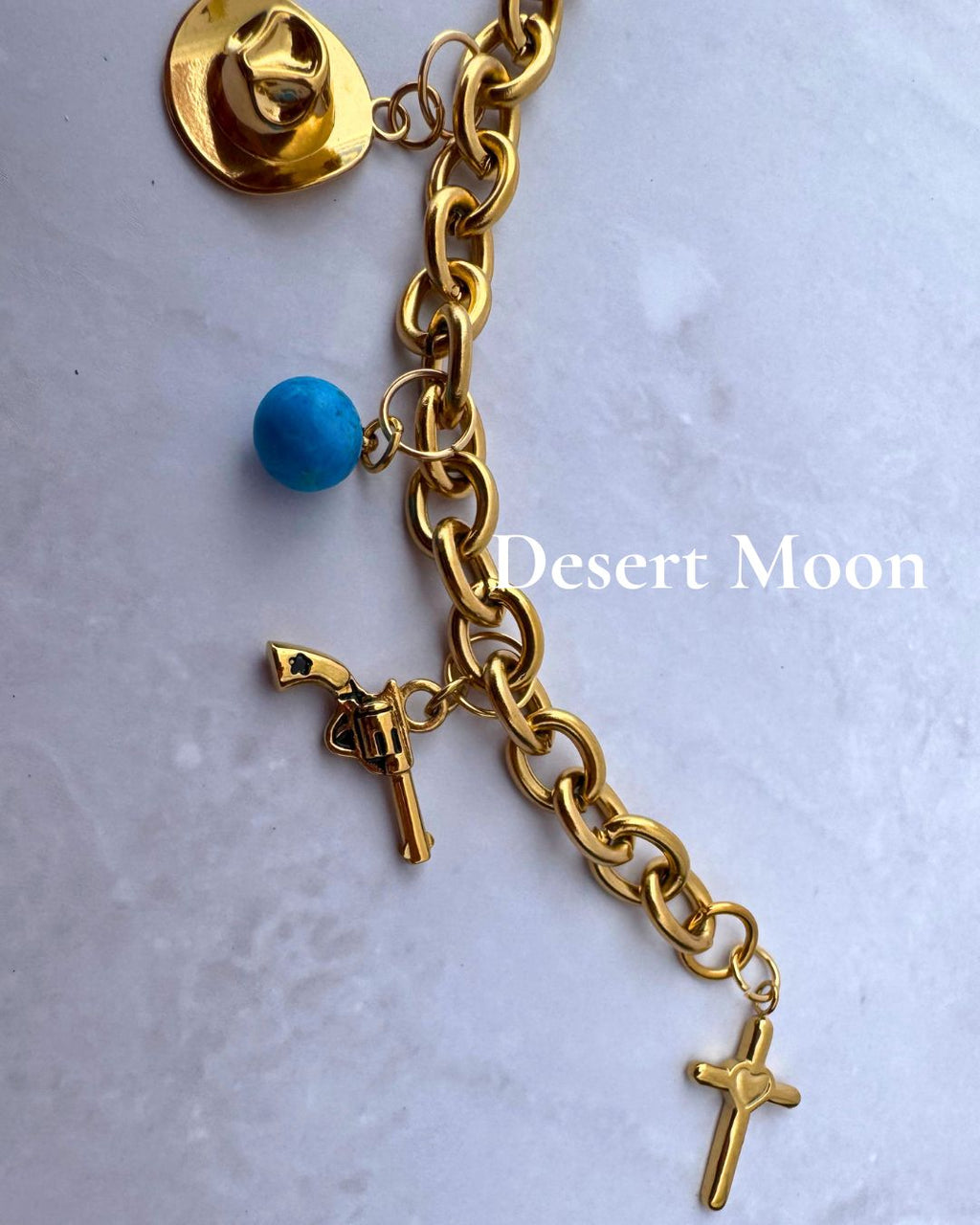 Desert Moon Purse Charm – Custom Western Bag Charms 18K Gold – Waterproof Gold Jewelry – Aella Jewelry Co.