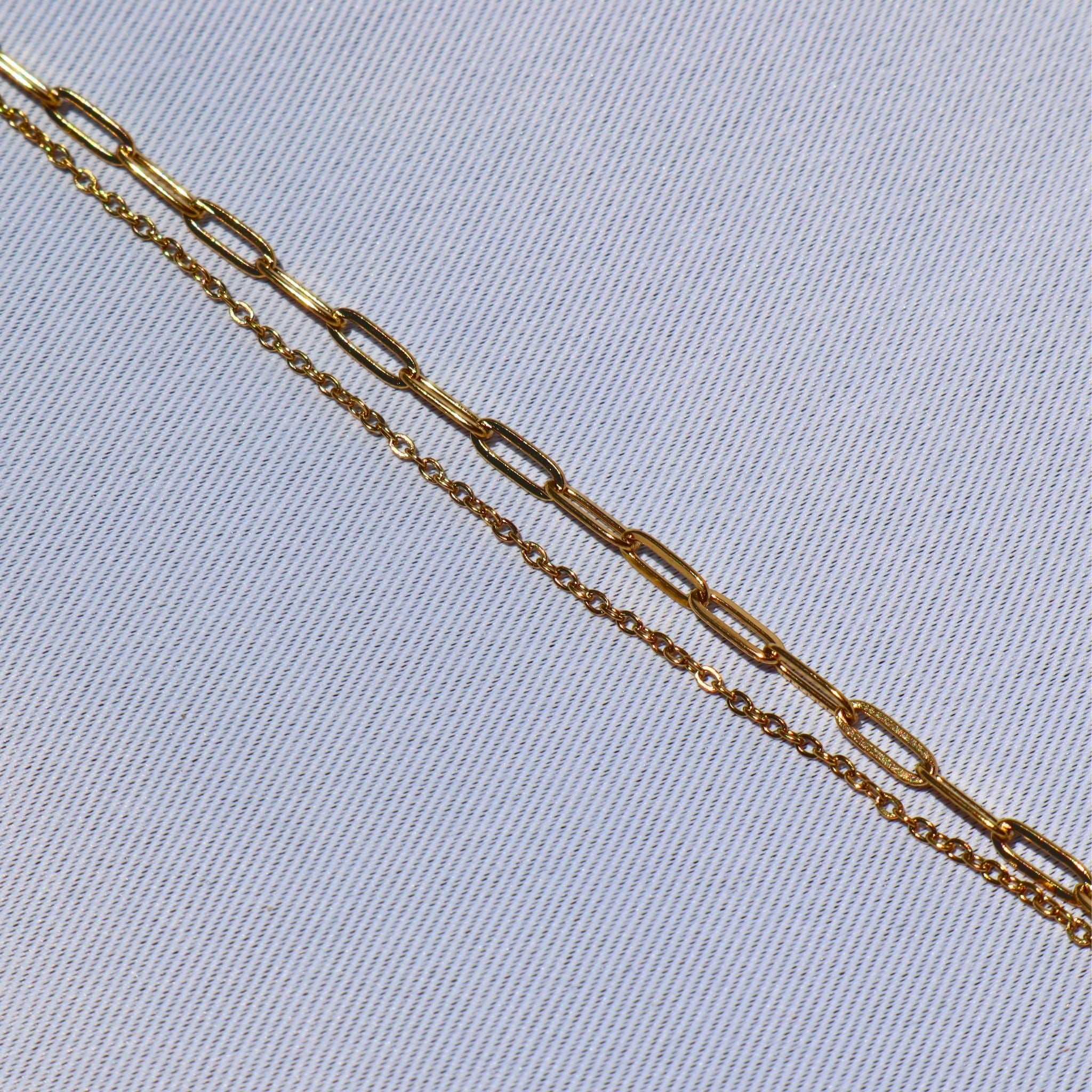 Double Layer Paperclip Anklet – Waterproof Gold Anklet