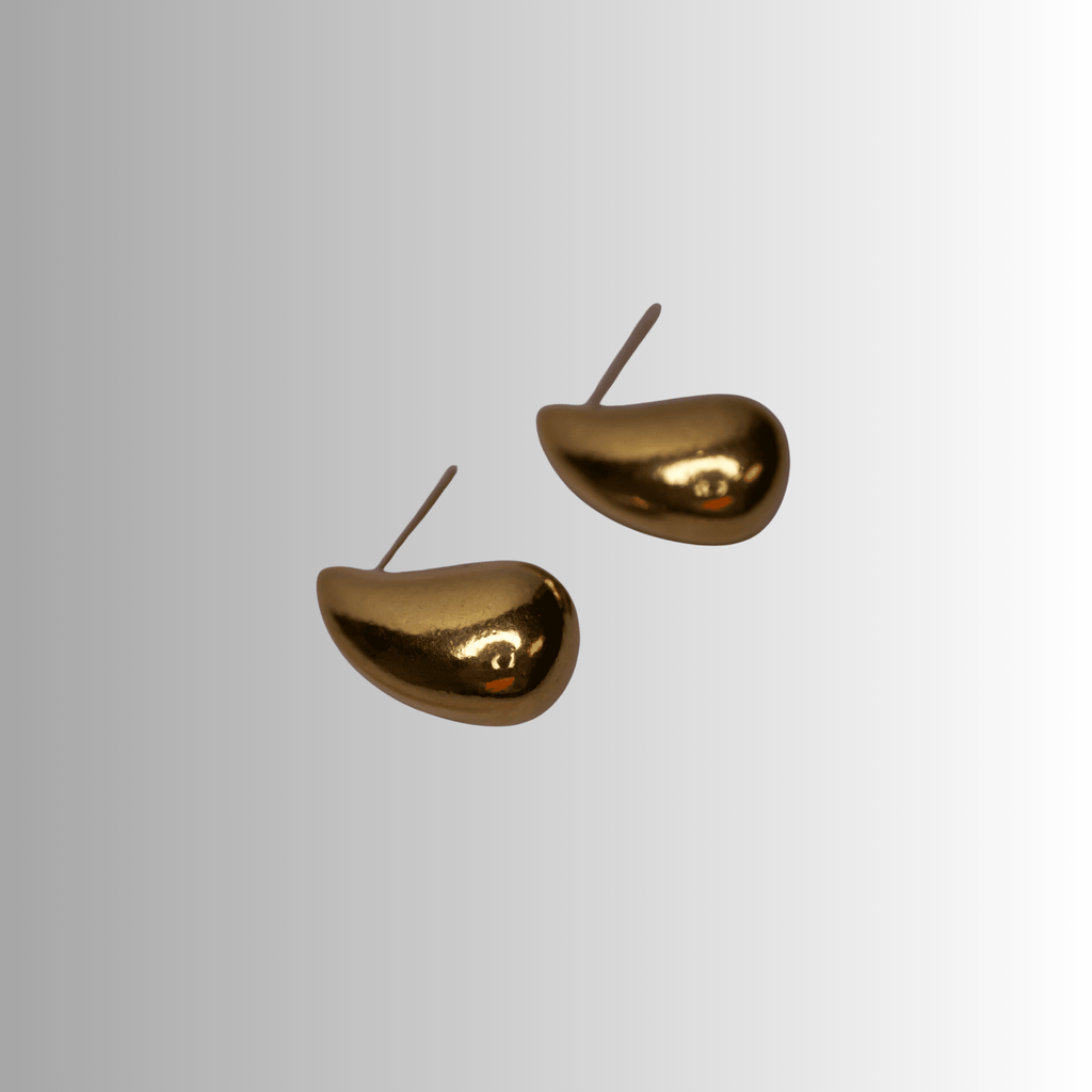Waterproof Gold Teardrop Stud Earrings – Tarnish - Free, Hypoallergenic, Everyday Statement Jewelry – Waterproof Gold Jewelry – Aella Jewelry Co.
