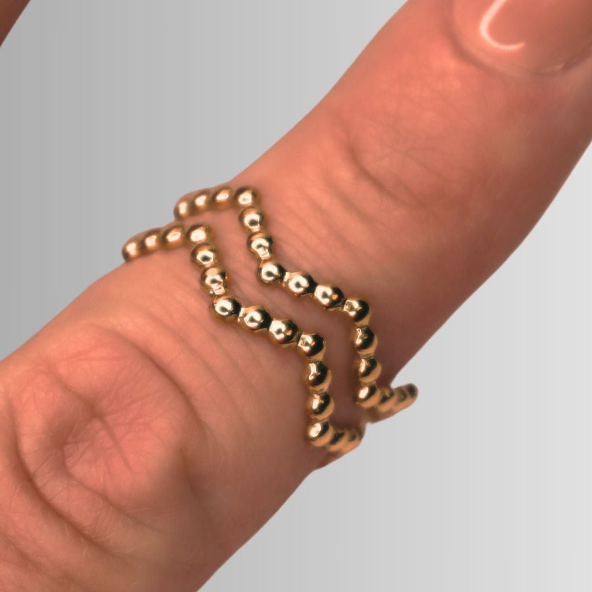 Gold Beaded Open Wrap Ring – Adjustable Waterproof Stainless Steel Ring – Waterproof Gold Jewelry – Aella Jewelry Co.