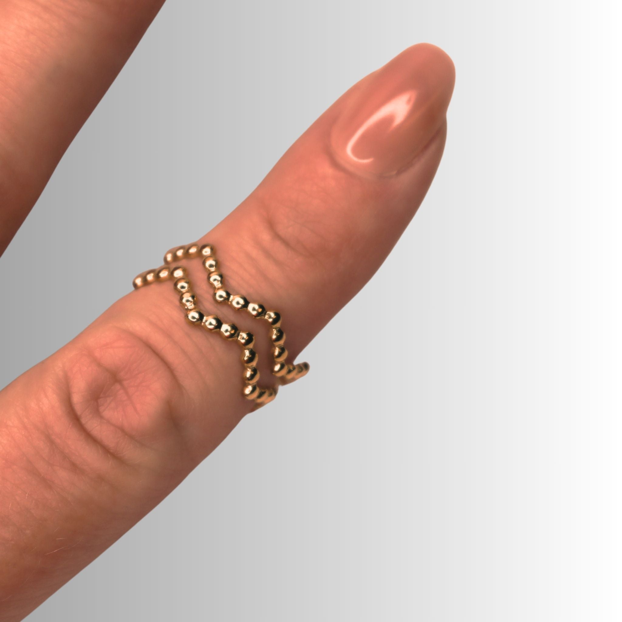 Gold Beaded Open Wrap Ring – Adjustable Waterproof Stainless Steel Ring – Waterproof Gold Jewelry – Aella Jewelry Co.