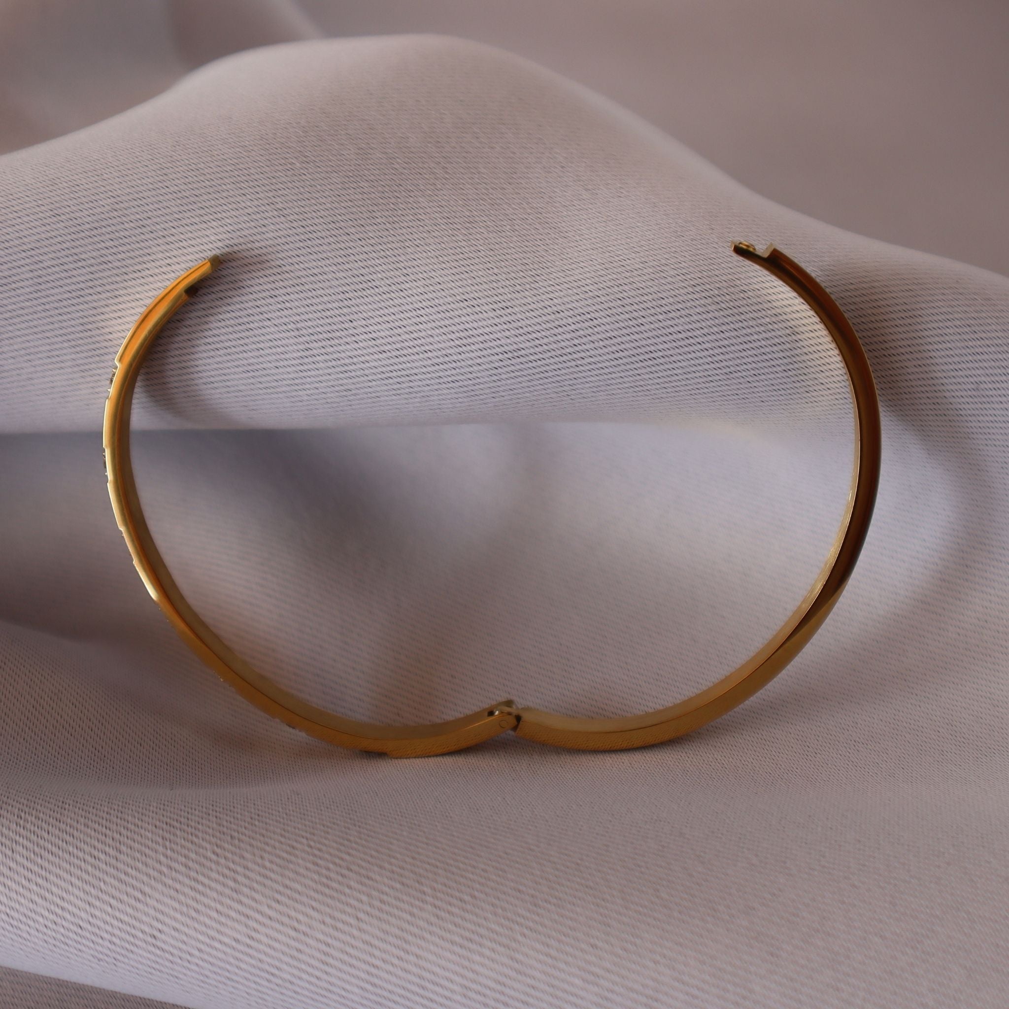 Luxe CZ Cuff Bracelet – 18K Gold Plated Stainless Steel