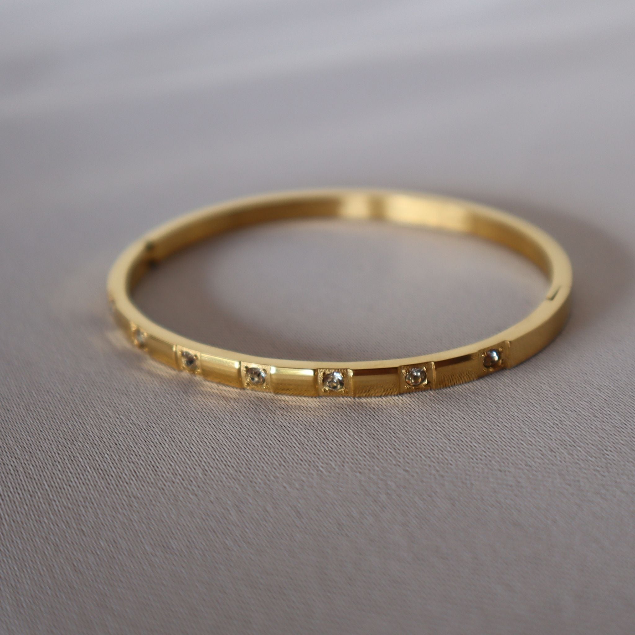 Celeste CZ Bangle Bracelet – 18K Gold Plated Stainless Steel