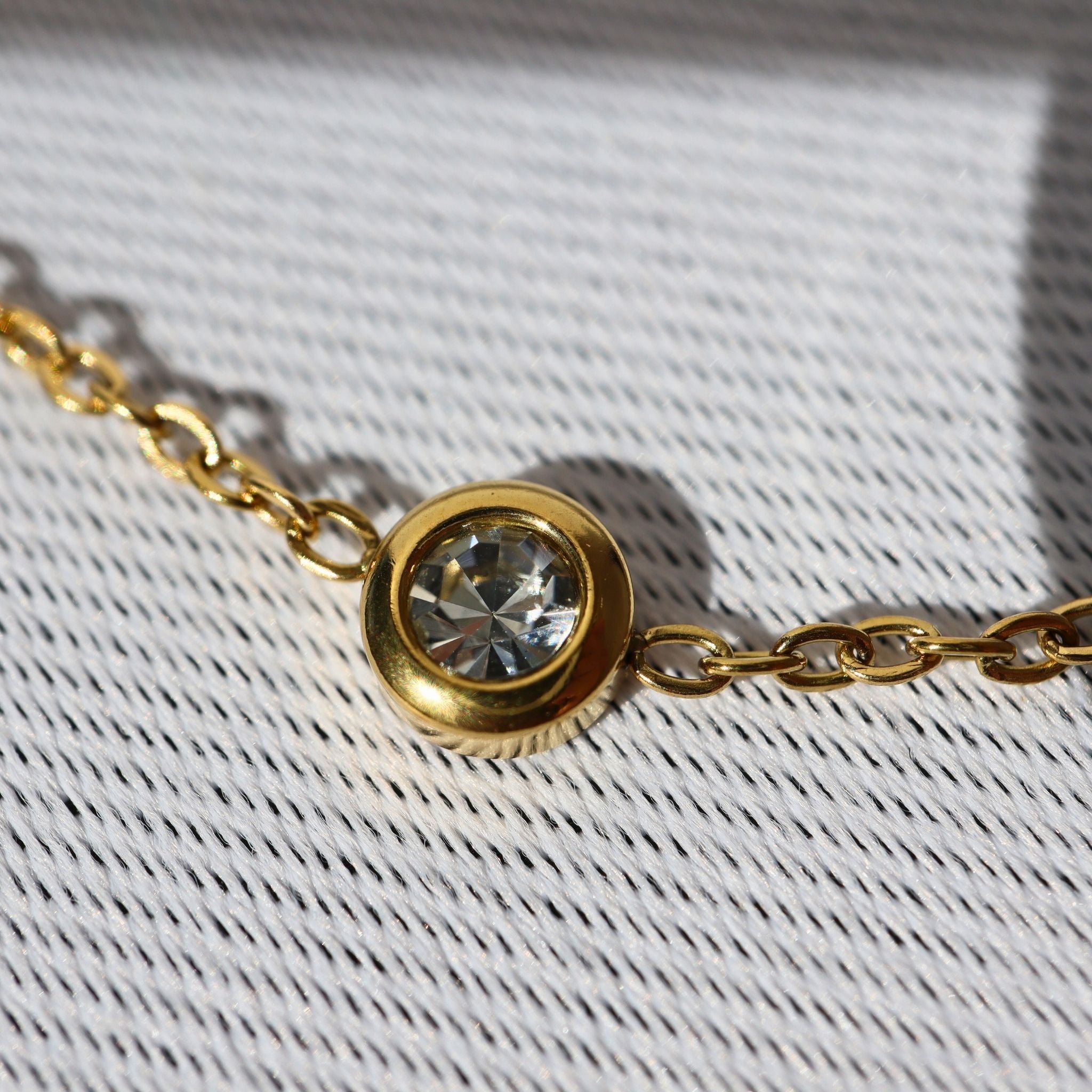 Starlight CZ Station Bracelet – 18K Gold Plated Stainless Steel (Petite- runs small)