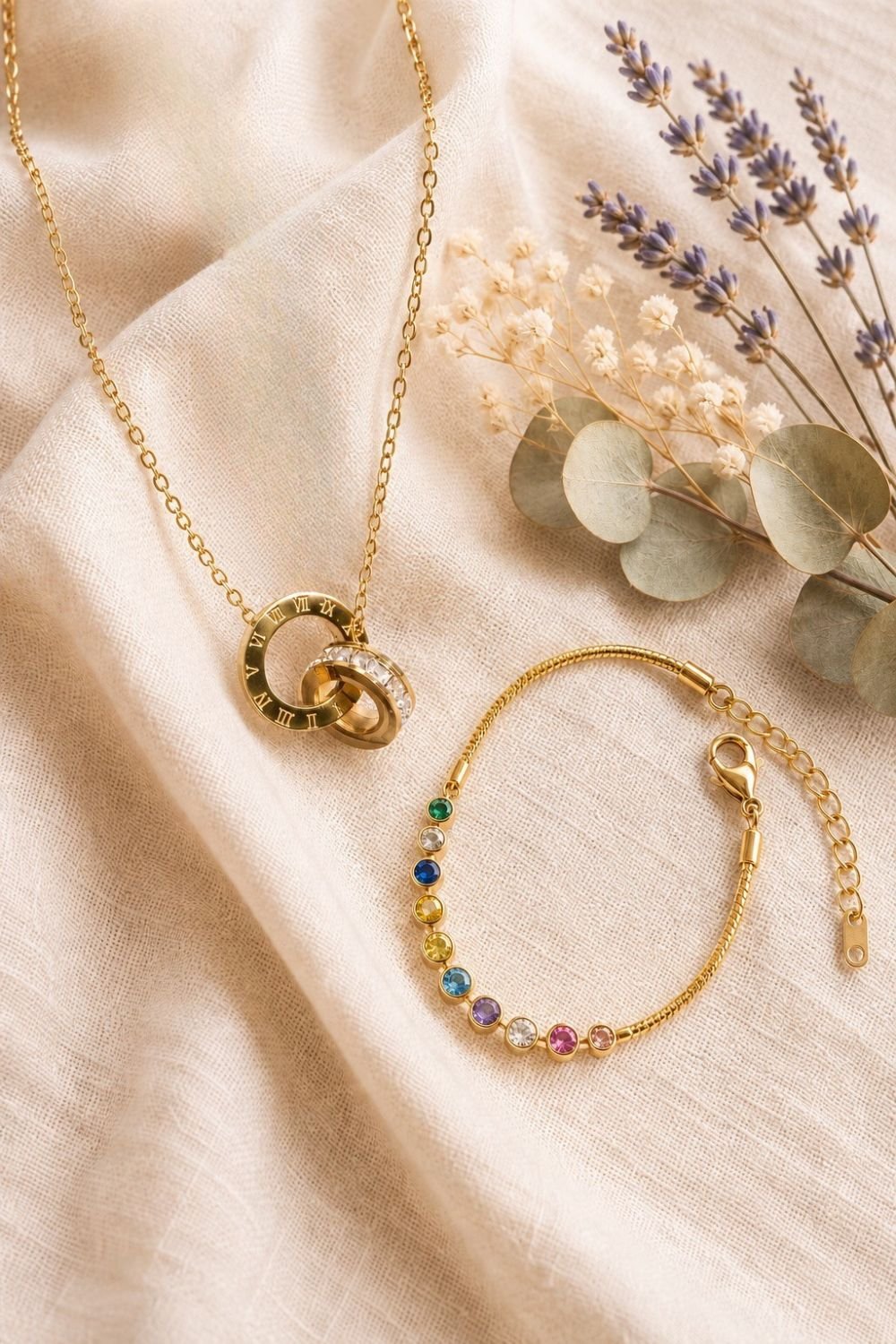 Eternity Roman Necklace, 18K Gold PVD – Waterproof Gold Jewelry – Aella Jewelry Co.