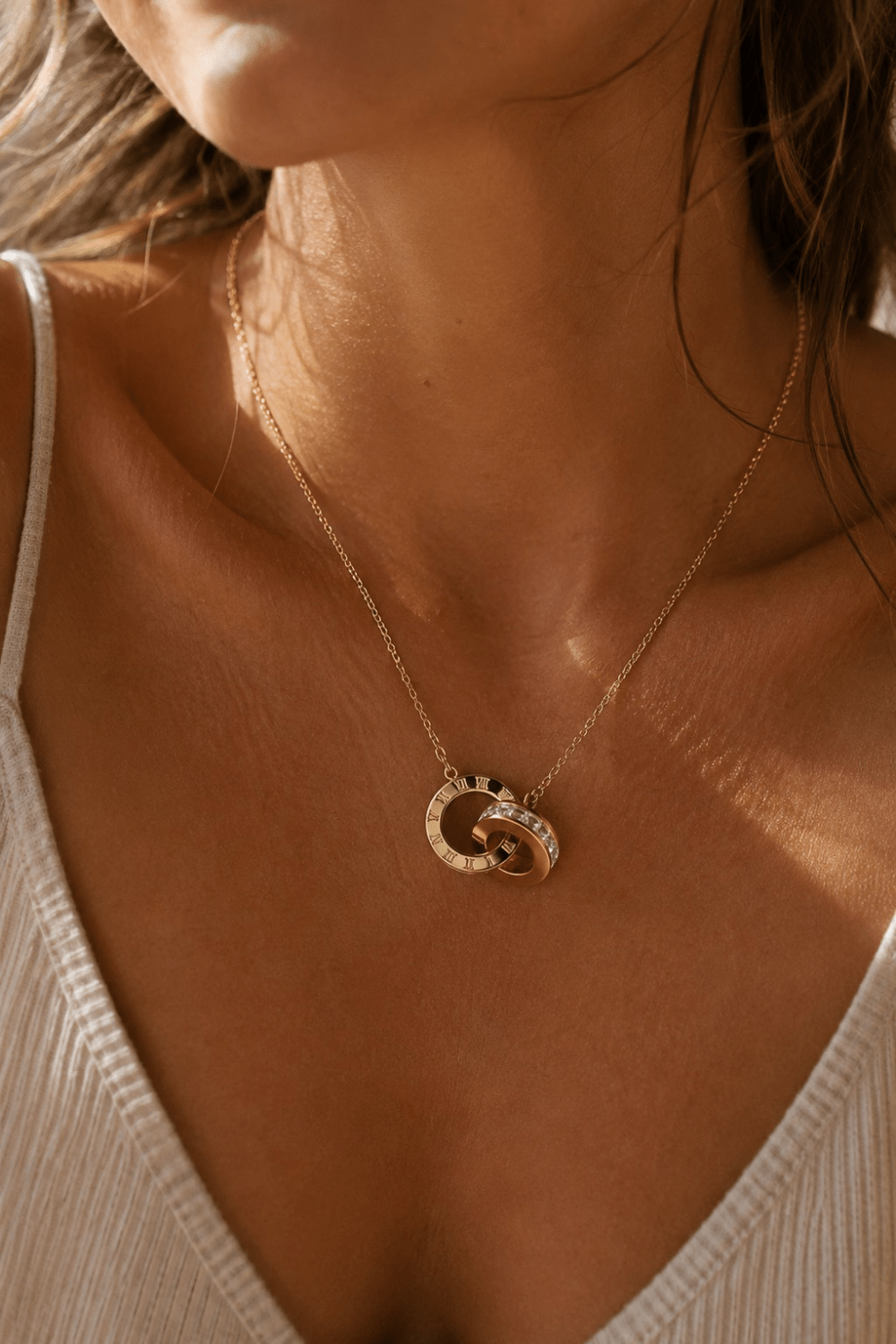 Eternity Roman Necklace, 18K Gold PVD – Waterproof Gold Jewelry – Aella Jewelry Co.