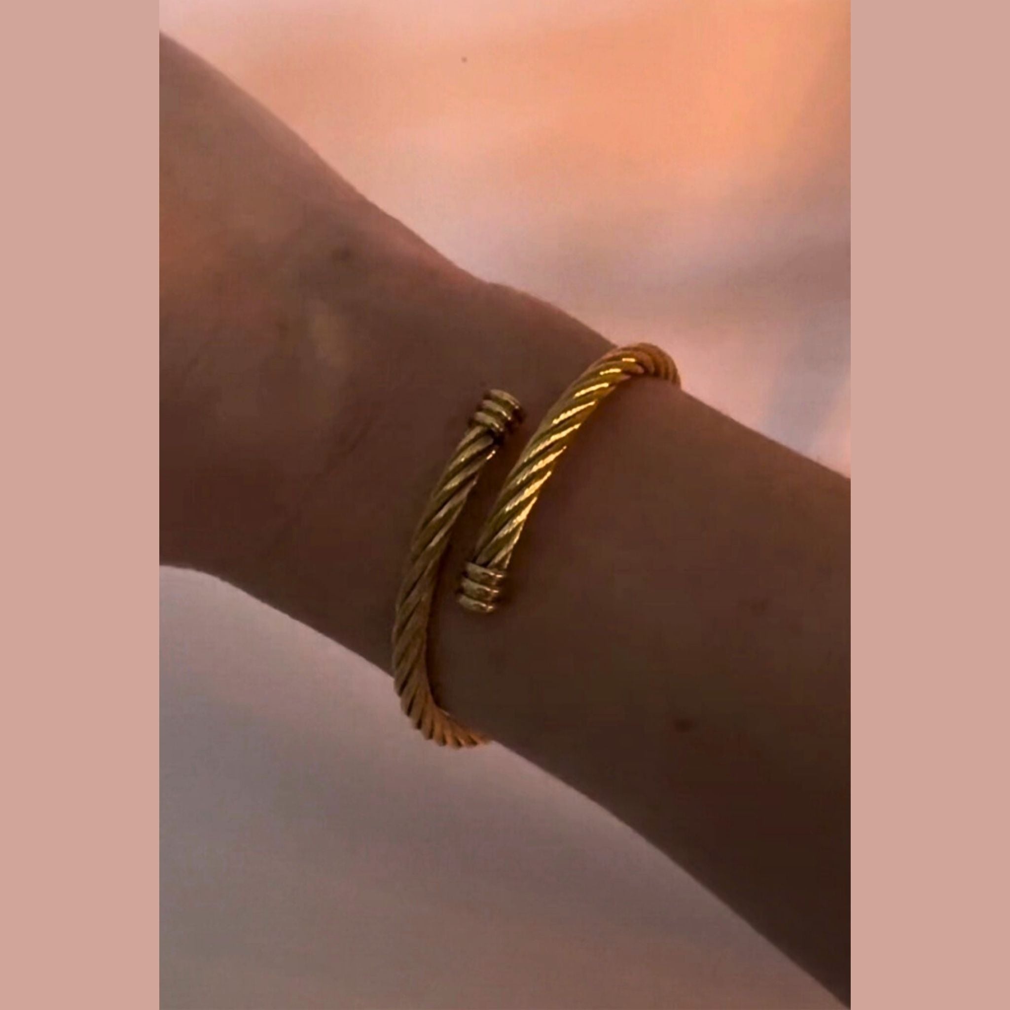 Twisted Cable Cuff Bracelet – 18K Gold Plated Stainless Steel – Waterproof Gold Jewelry – Aella Jewelry Co.