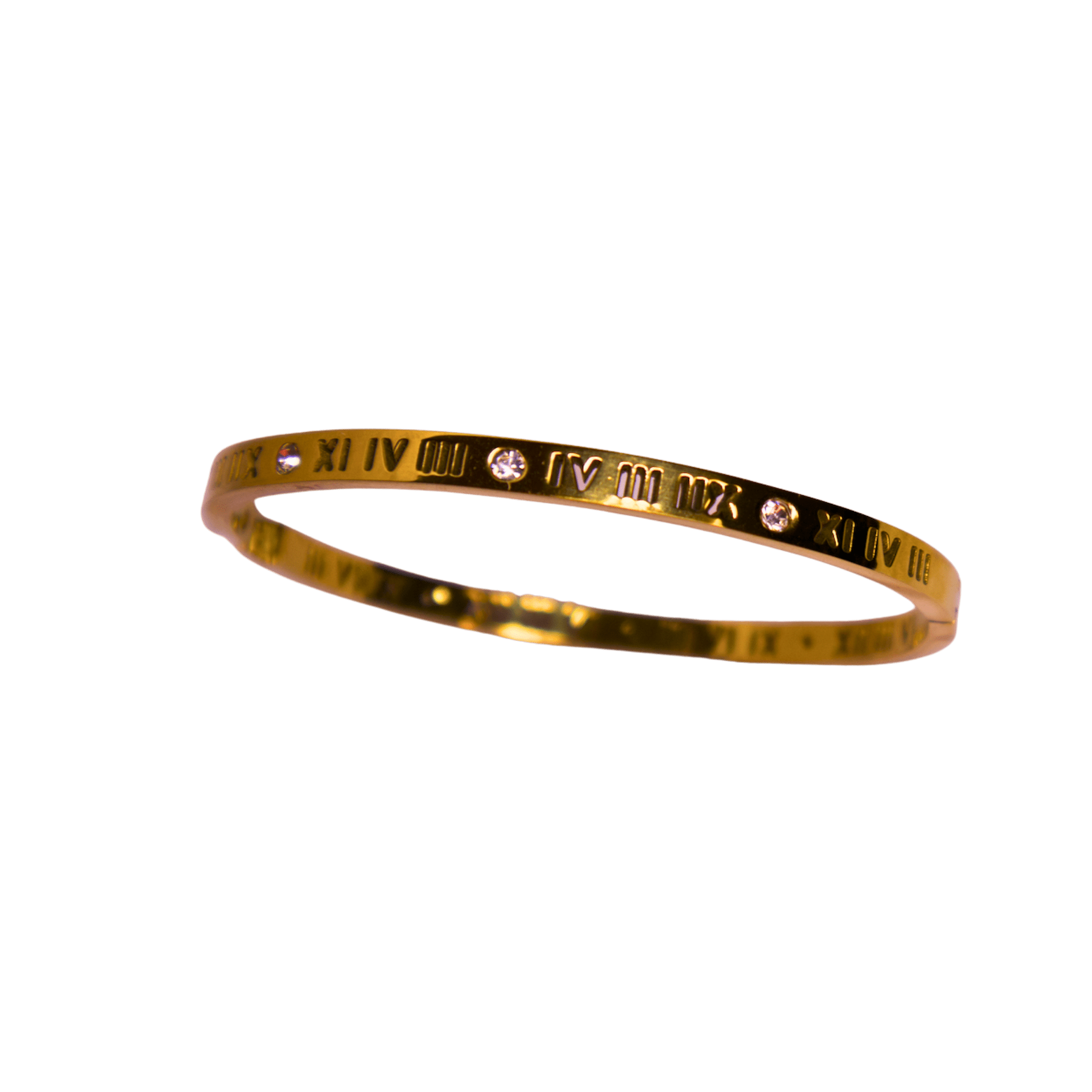 The Gold Standard Bangle – Waterproof, Tarnish - Free Gold Roman Numeral Bracelet – Waterproof Gold Jewelry – Aella Jewelry Co.