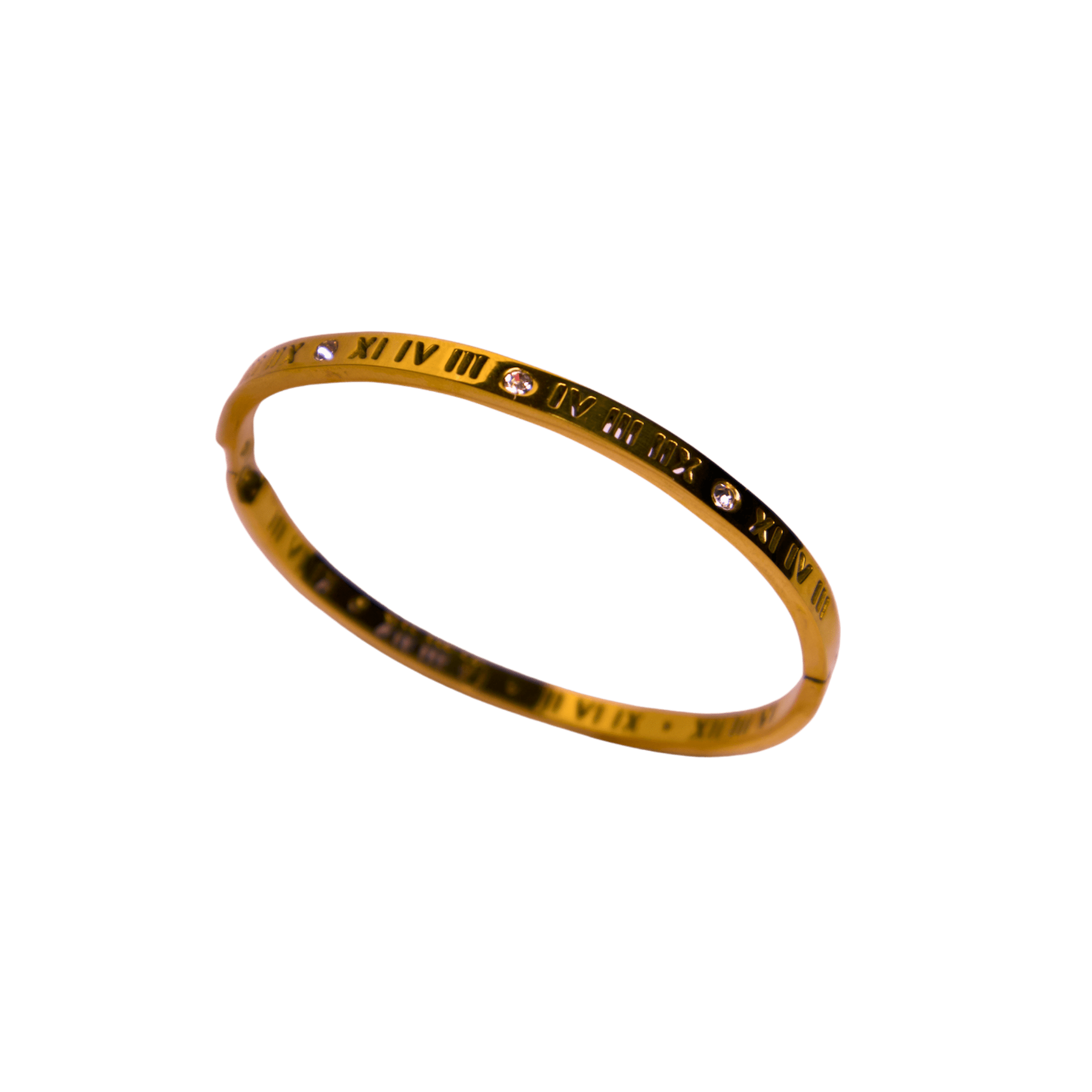 The Gold Standard Bangle – Waterproof, Tarnish - Free Gold Roman Numeral Bracelet – Waterproof Gold Jewelry – Aella Jewelry Co.