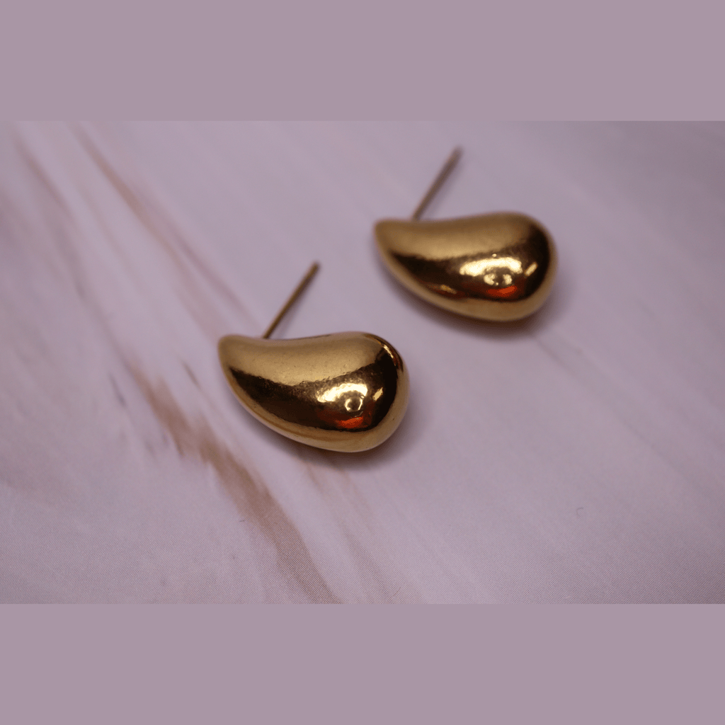 Waterproof Gold Teardrop Stud Earrings – Tarnish - Free, Hypoallergenic, Everyday Statement Jewelry – Waterproof Gold Jewelry – Aella Jewelry Co.
