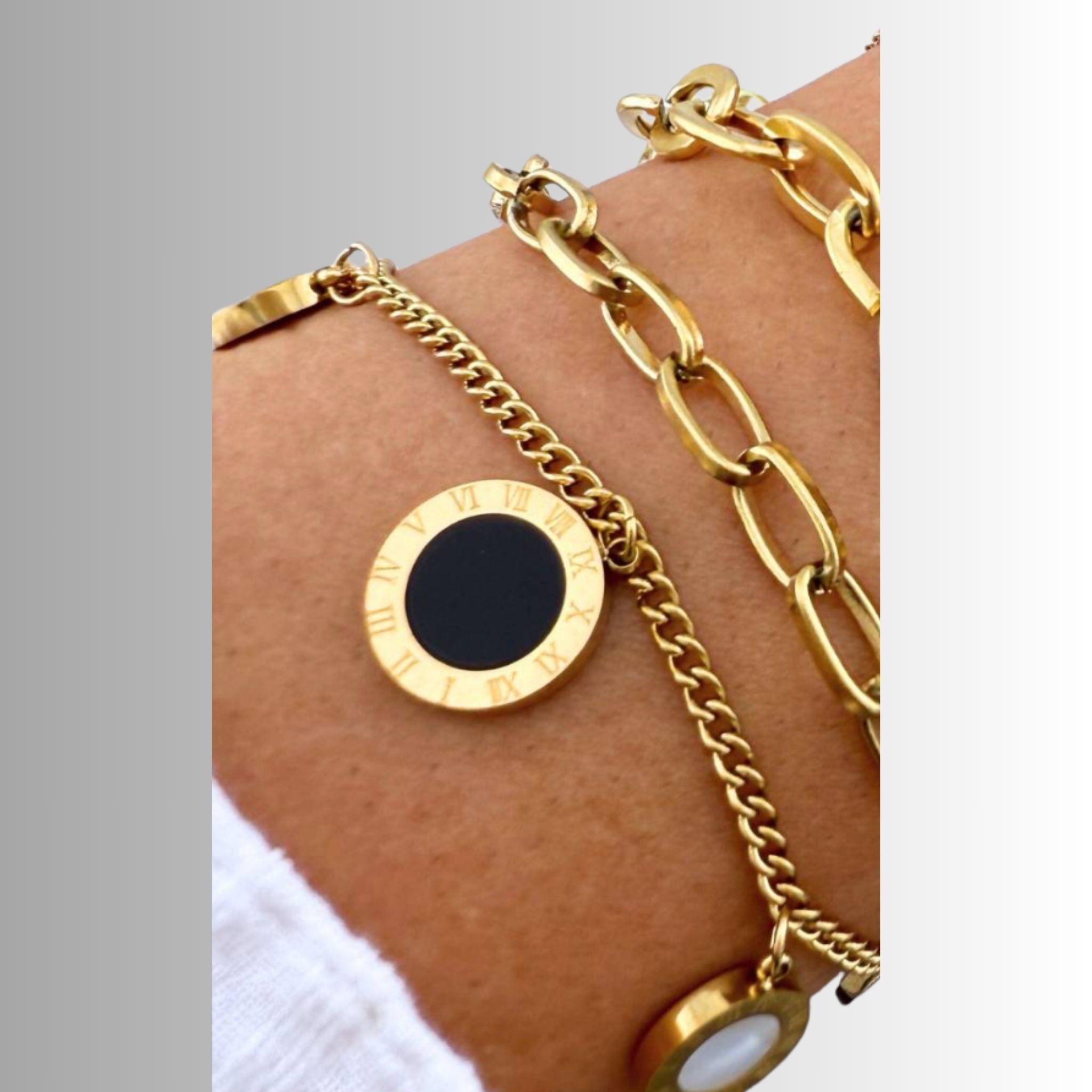 Roma Disc Charm Layered Bracelet – 18K Gold Plated Stainless Steel