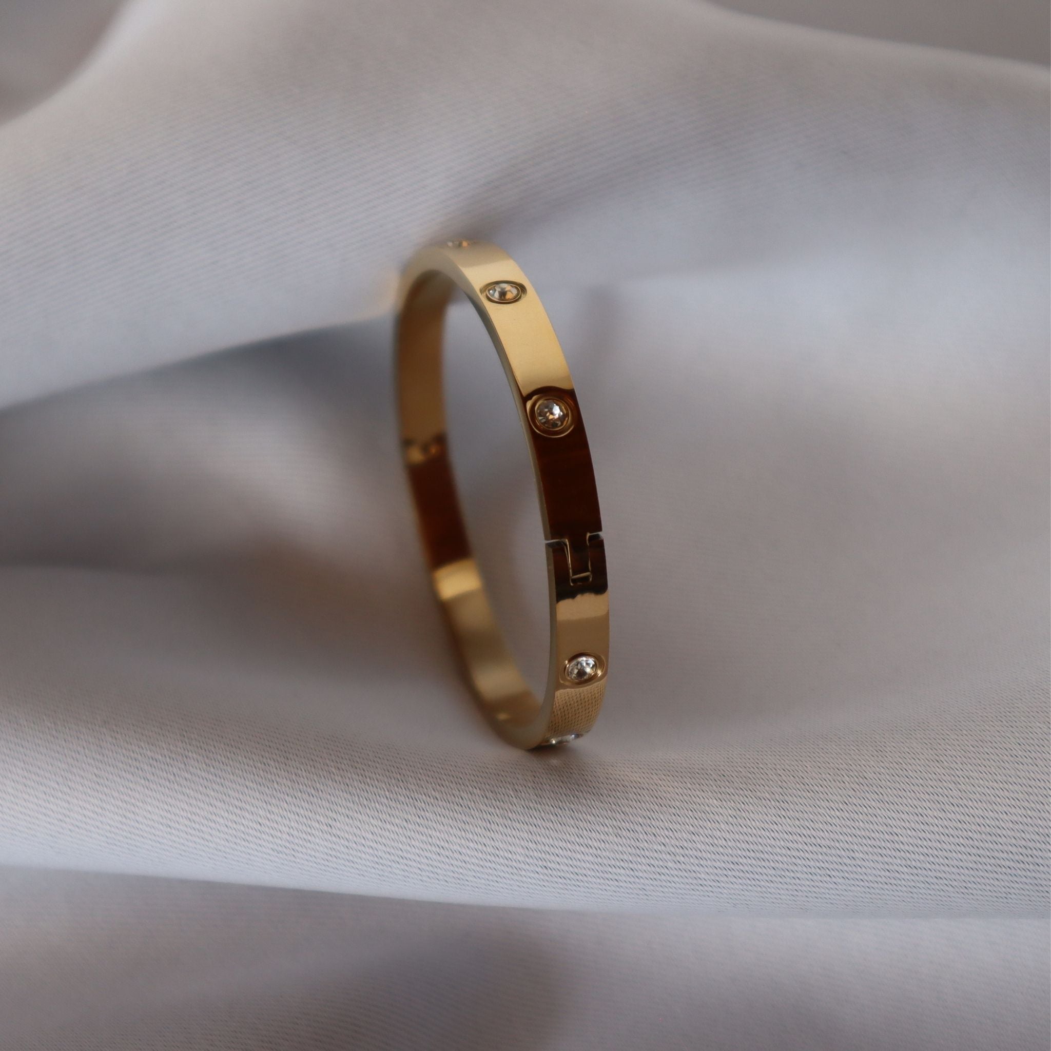 Luxe CZ Cuff Bracelet – 18K Gold Plated Stainless Steel