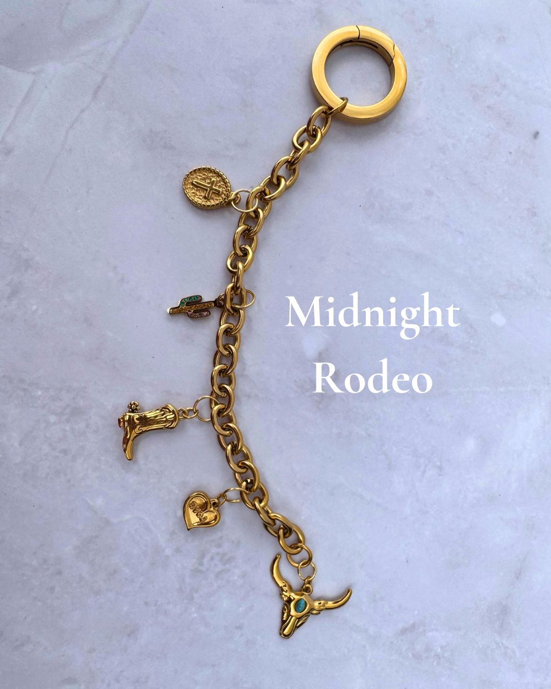 Midnight Rodeo Purse Charm – Custom Western Bag Charms 18K Gold – Waterproof Gold Jewelry – Aella Jewelry Co.