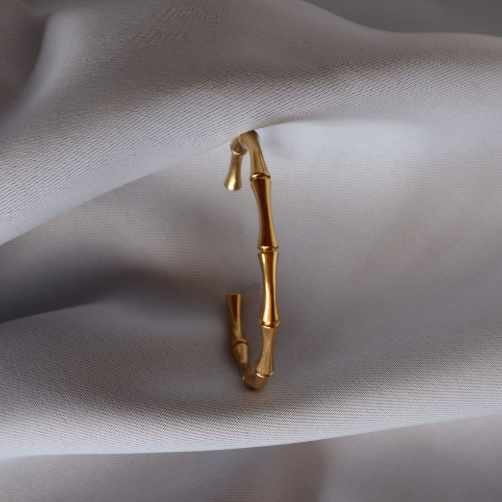 Bamboo Link Cuff Bracelet – 18K Gold Plated Stainless Steel – Waterproof Gold Jewelry – Aella Jewelry Co.