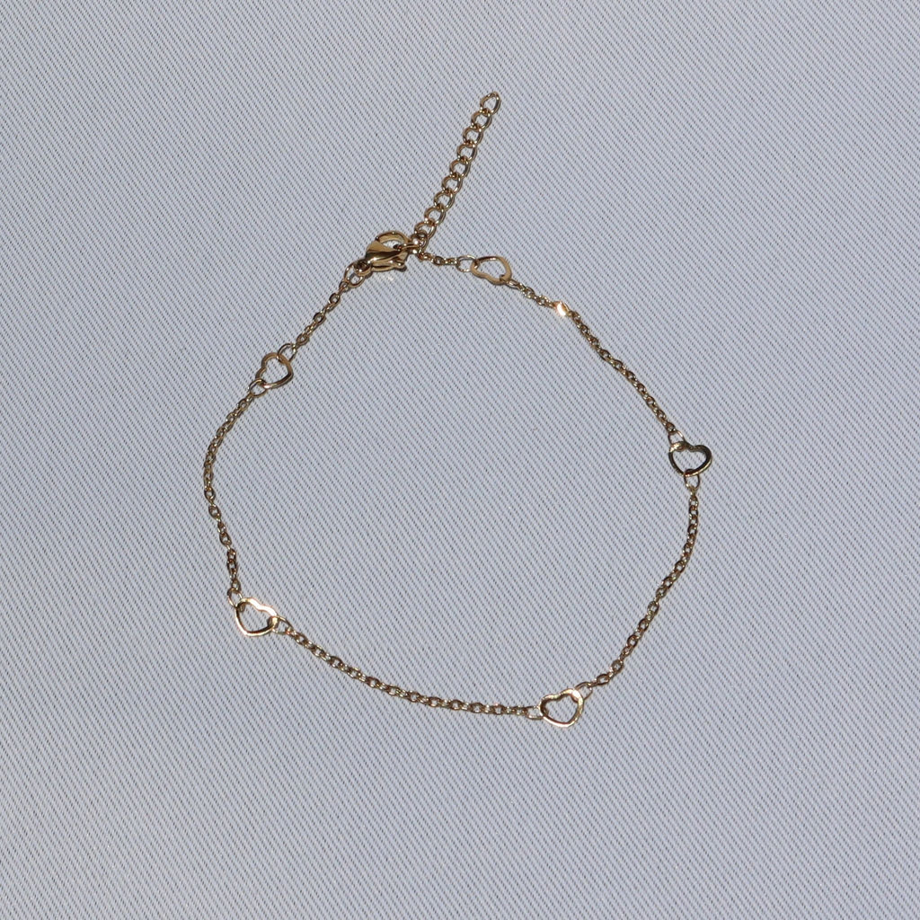 Dainty Heart Anklet – Waterproof 18K Gold PVD Stainless Steel Anklet