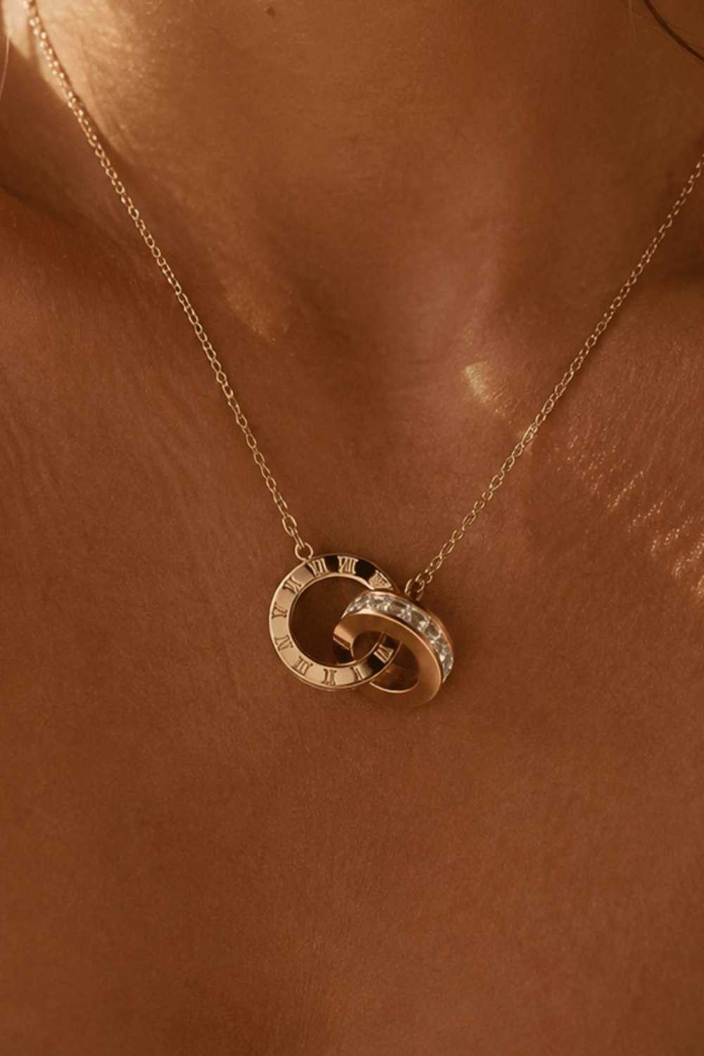 Eternity Roman Necklace, 18K Gold PVD – Waterproof Gold Jewelry – Aella Jewelry Co.
