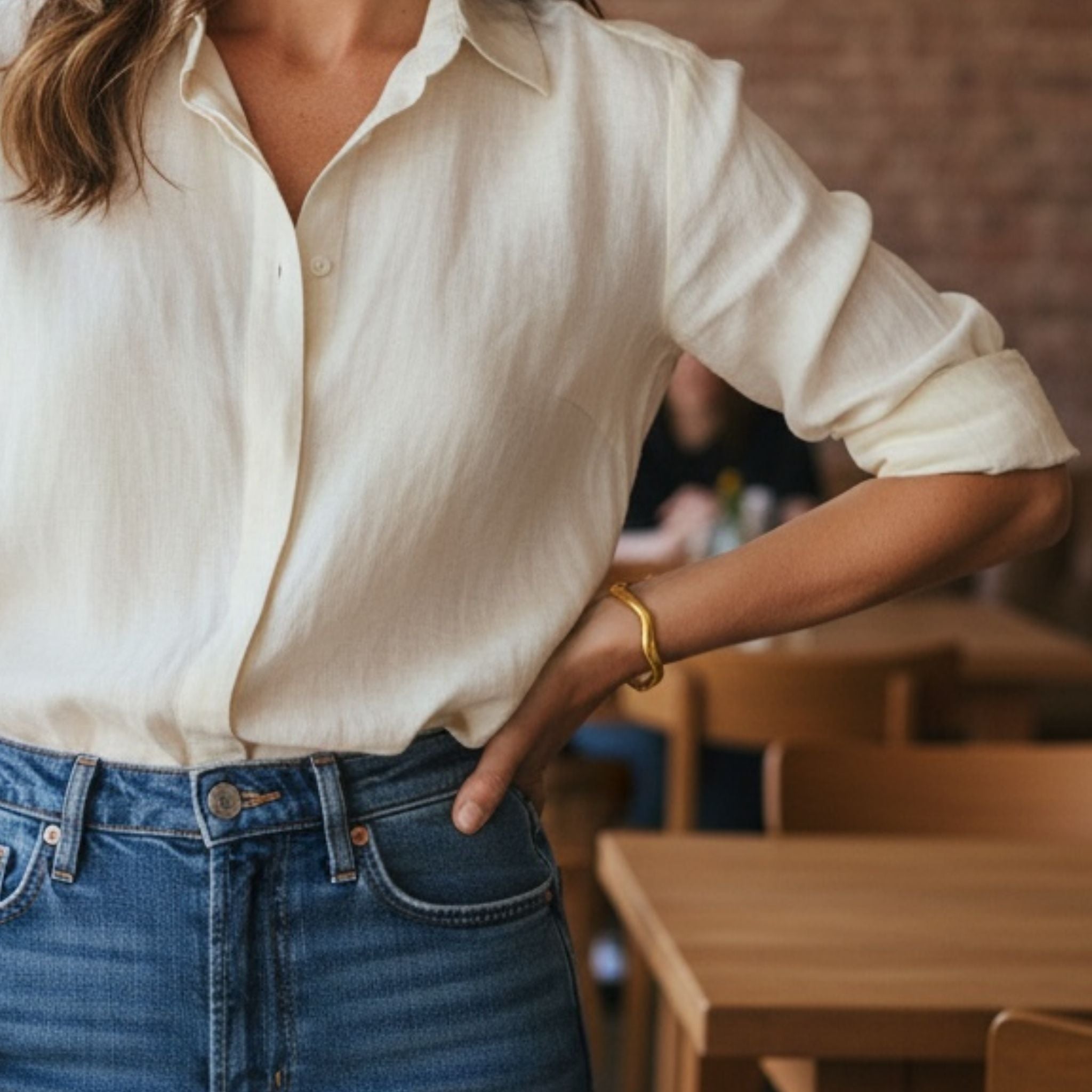 Sculpted Wave Cuff Bracelet – 18K Gold Plated Stainless Steel