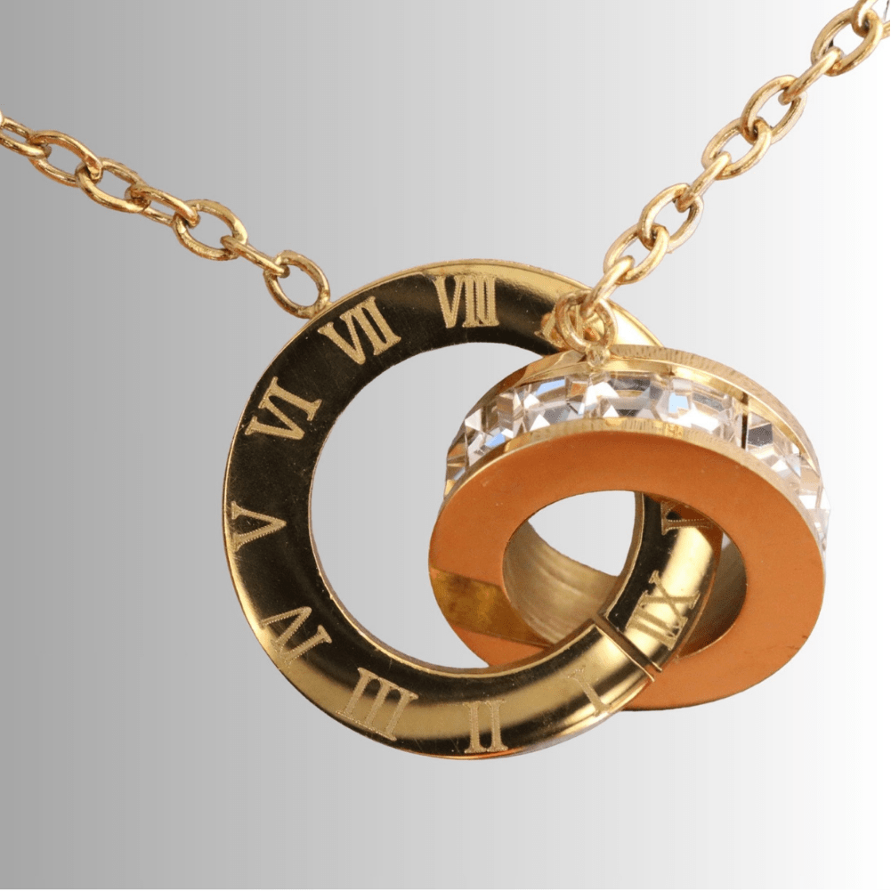 Eternity Roman Necklace, 18K Gold PVD – Waterproof Gold Jewelry – Aella Jewelry Co.