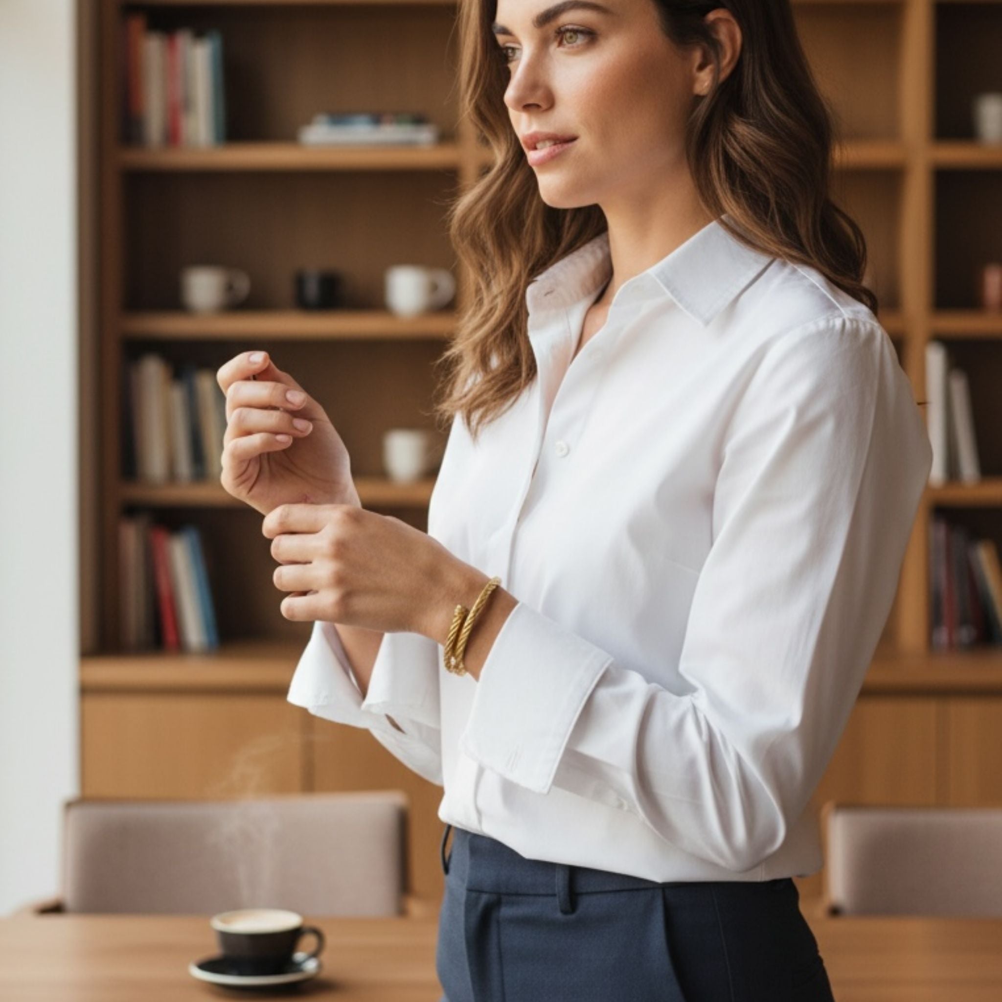 Twisted Cable Cuff Bracelet – 18K Gold Plated Stainless Steel