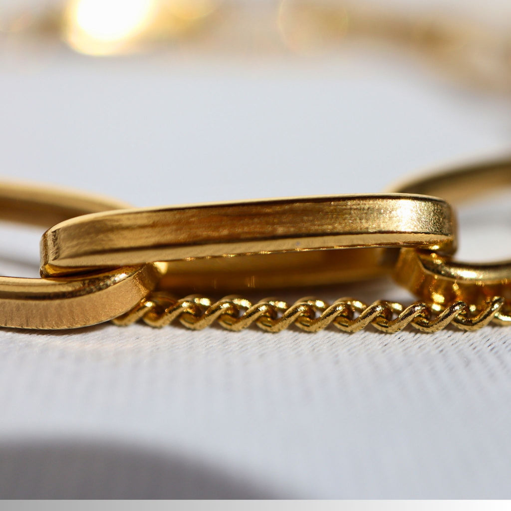 Mixed Link Layered Chain Bracelet – 18K Gold Plated Stainless Steel – Waterproof Gold Jewelry – Aella Jewelry Co.