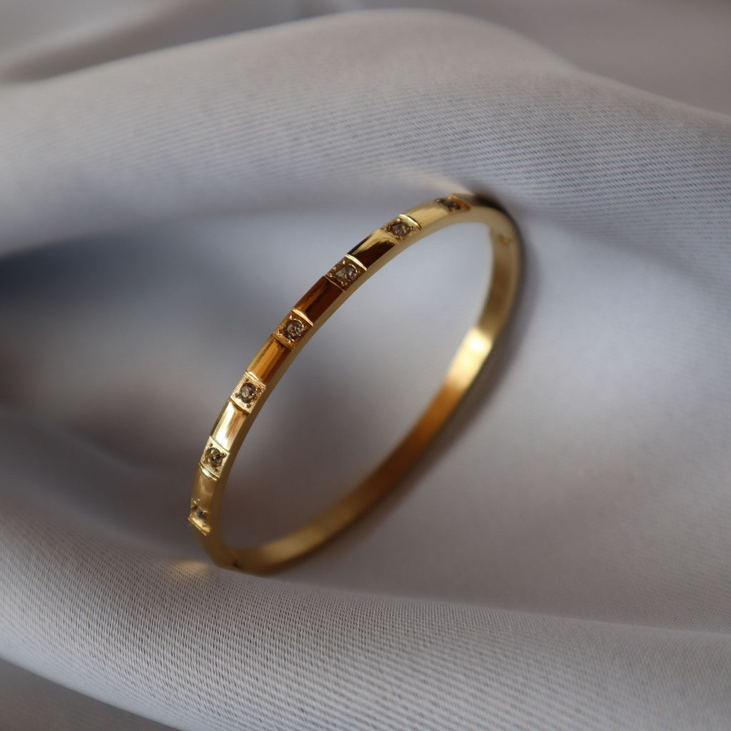 Celeste CZ Bangle Bracelet – 18K Gold Plated Stainless Steel
