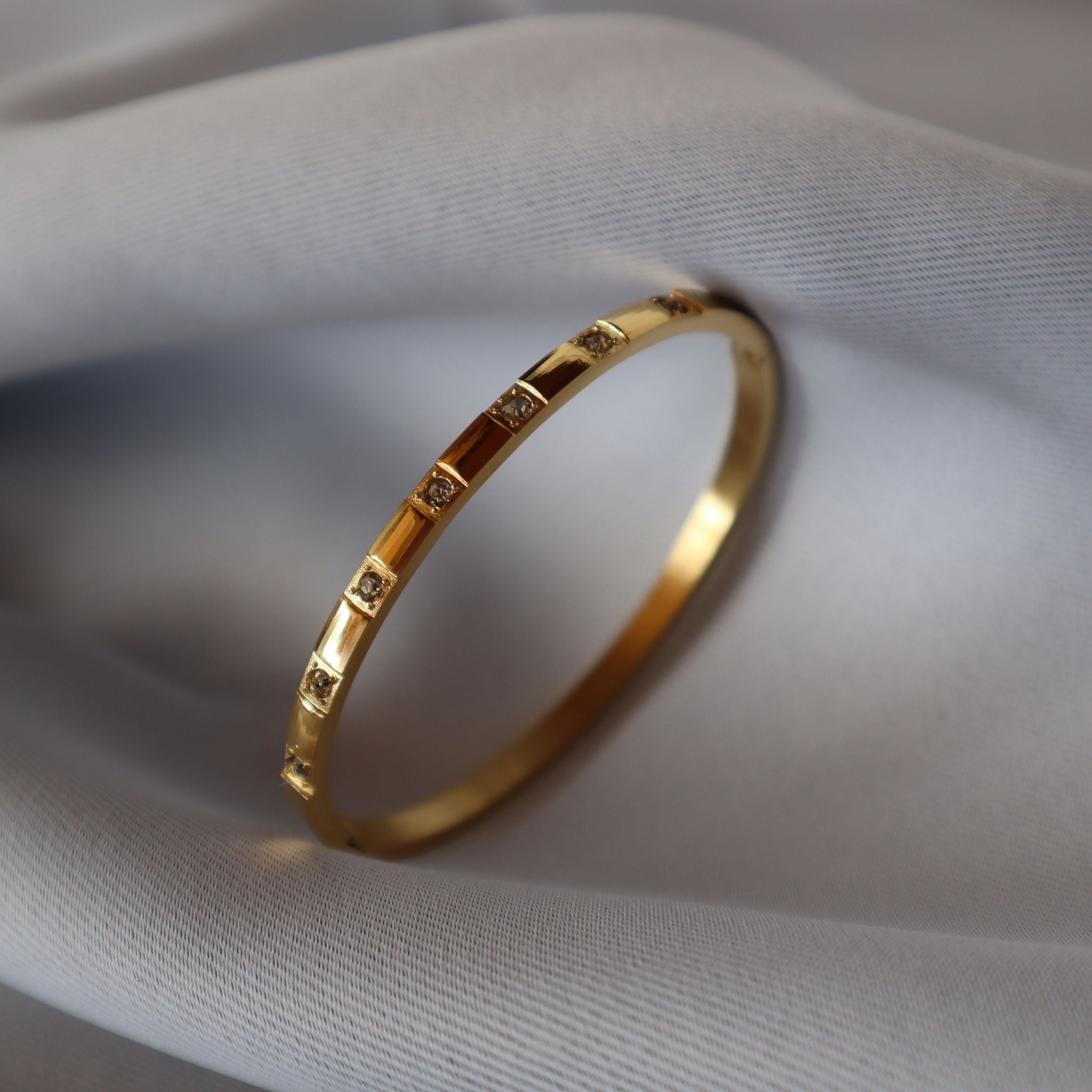 Celeste CZ Bangle Bracelet – 18K Gold Plated Stainless Steel